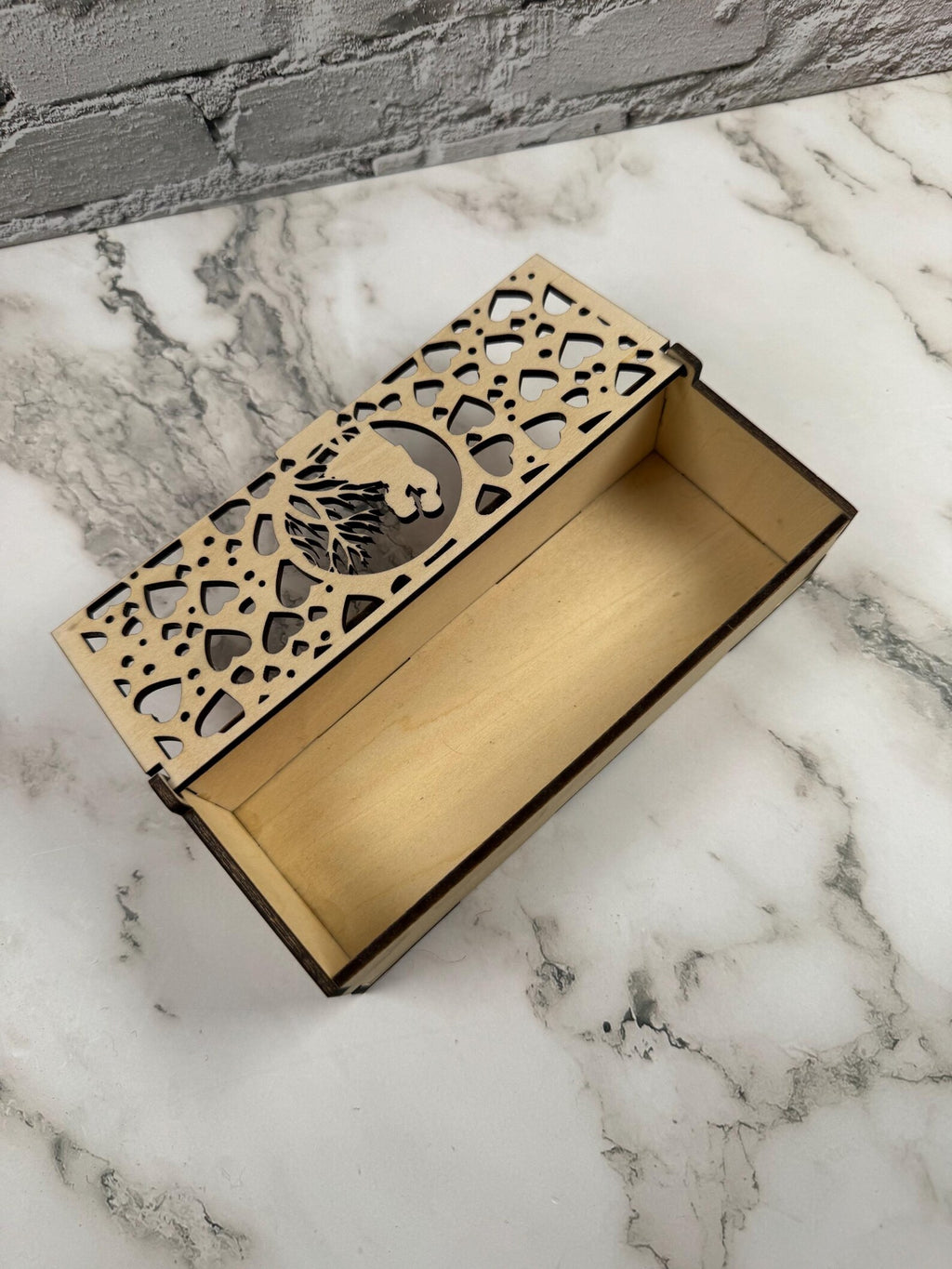 Wooden Candy Box with Hearts | Gift Box for Chocolates