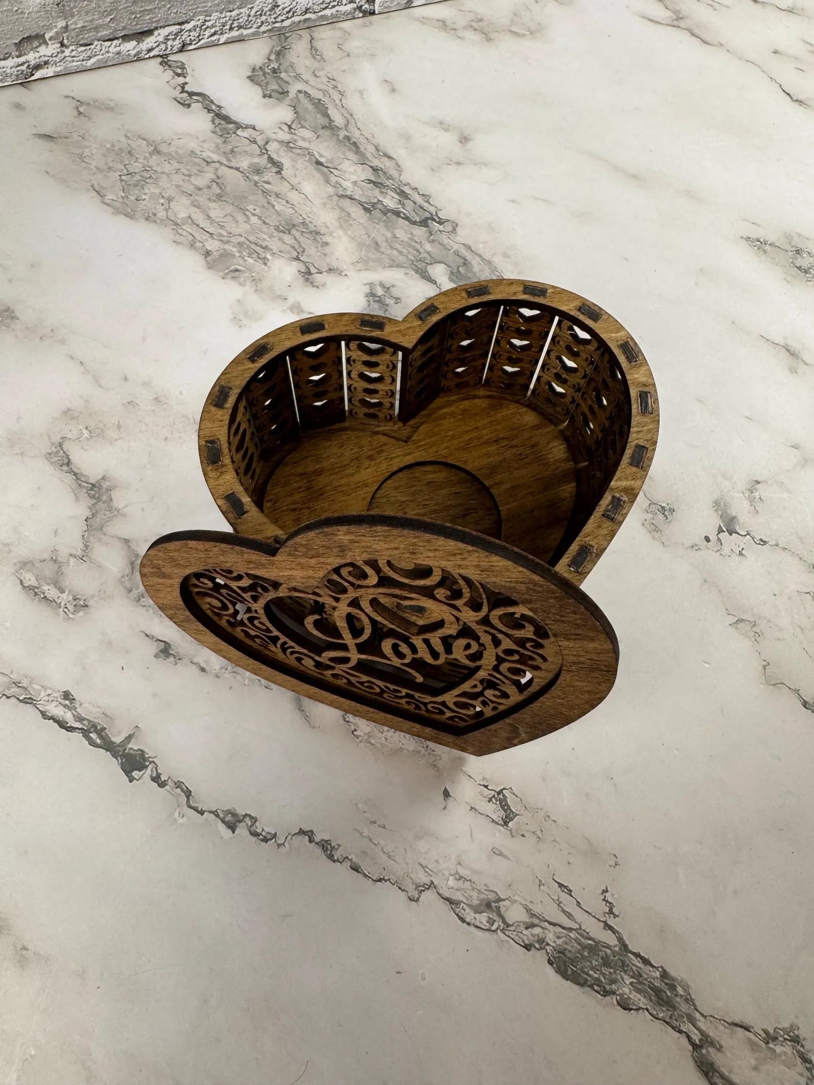 LOVE Wooden Candle Holder with Lid