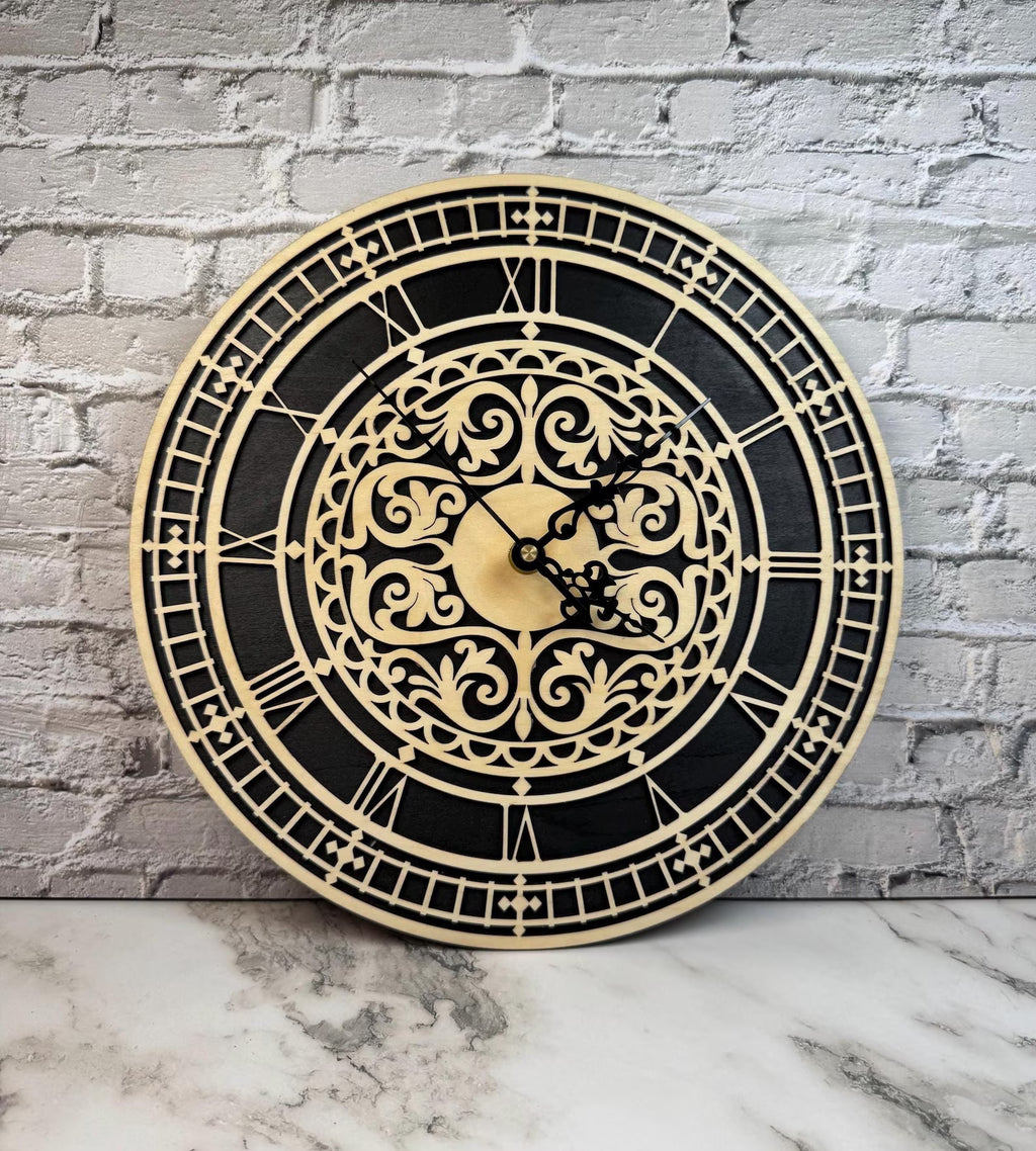 Laser Cut Wood Wall Clock | Vintage Design
