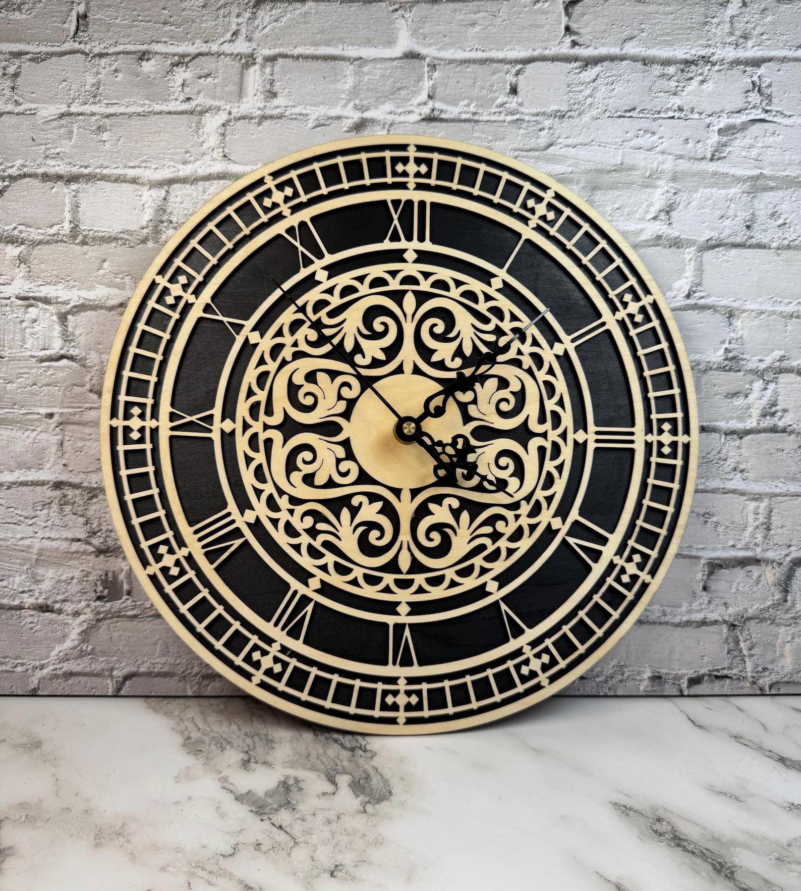 Laser Cut Wood Wall Clock | Vintage Design