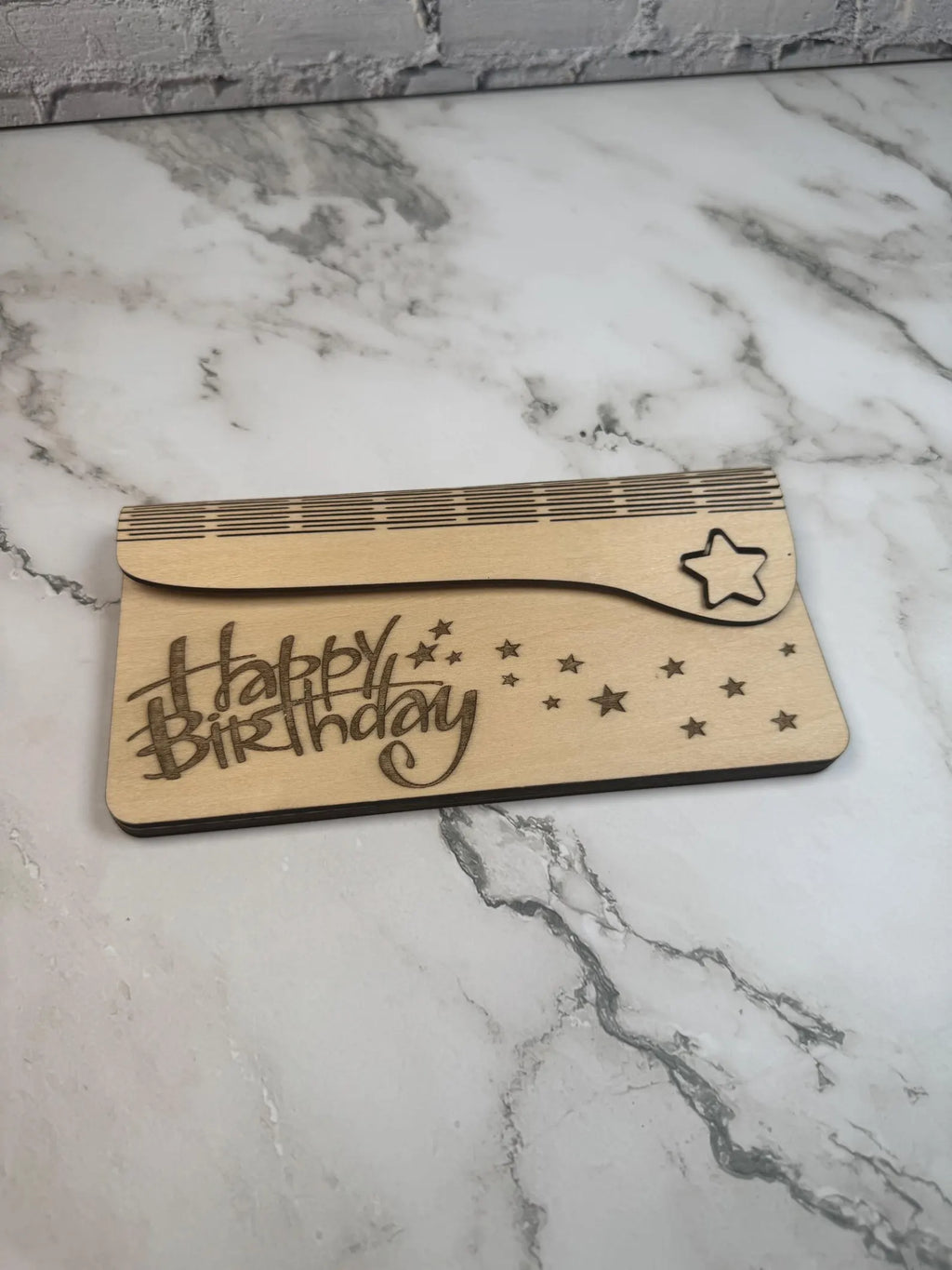 Engraved Birch Wood Birthday Money Envelope | Personalized Gift Card Holder