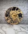 Paris Skyline Wooden Wall Clock
