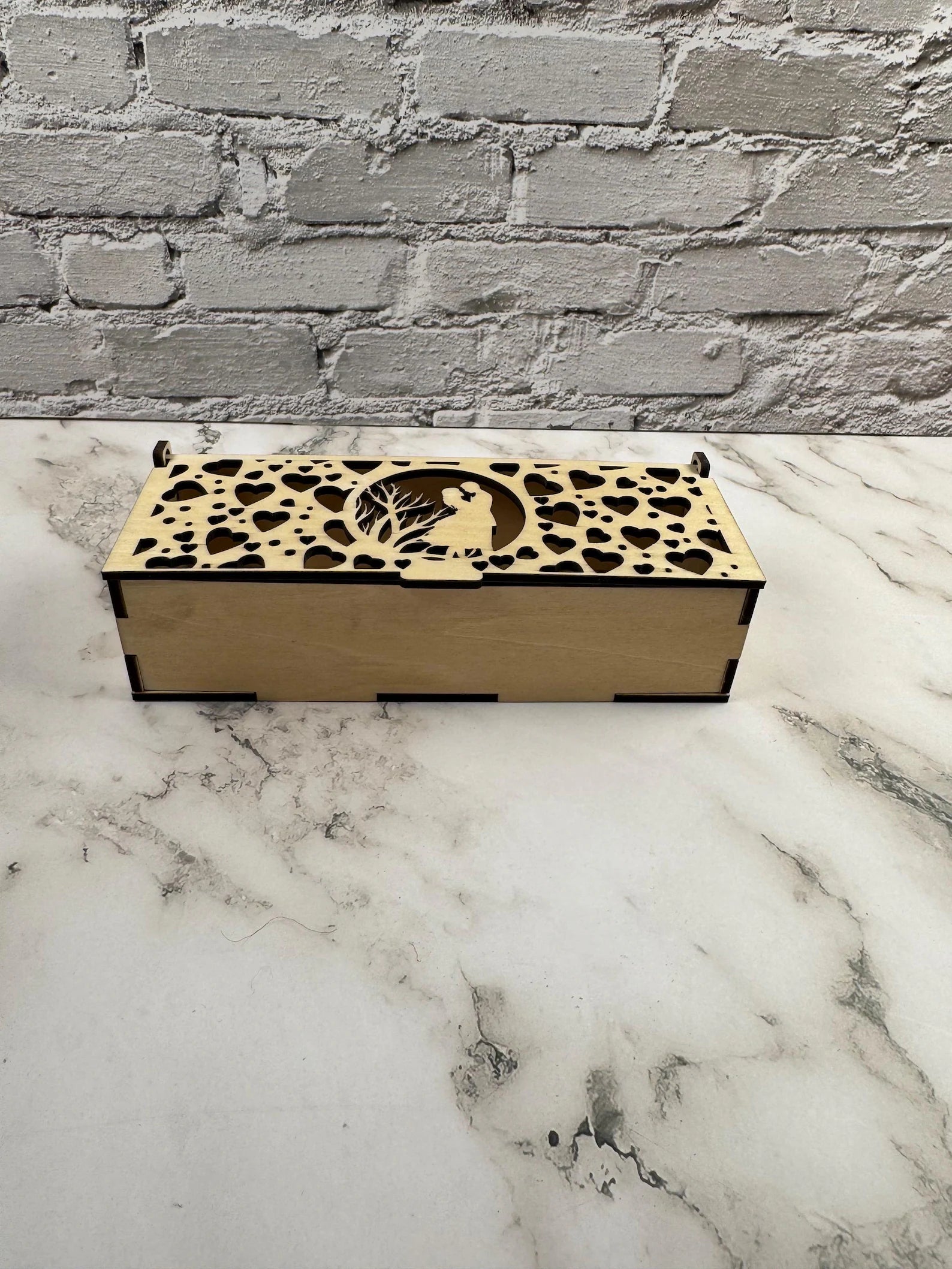 Wooden Candy Box with Hearts | Gift Box for Chocolates