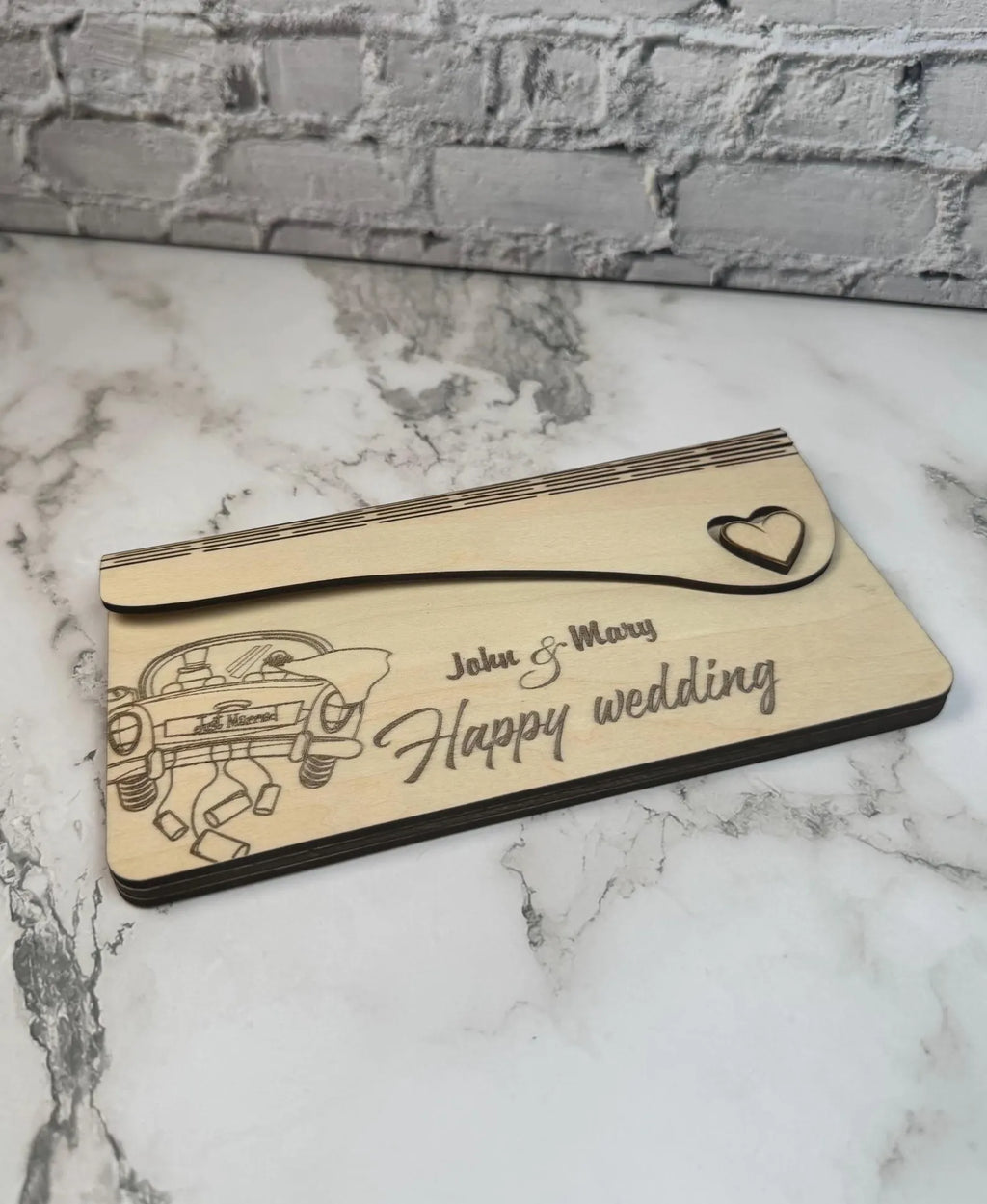 Personalized Wooden Money Envelope | Laser Engraved Gift Card Holder