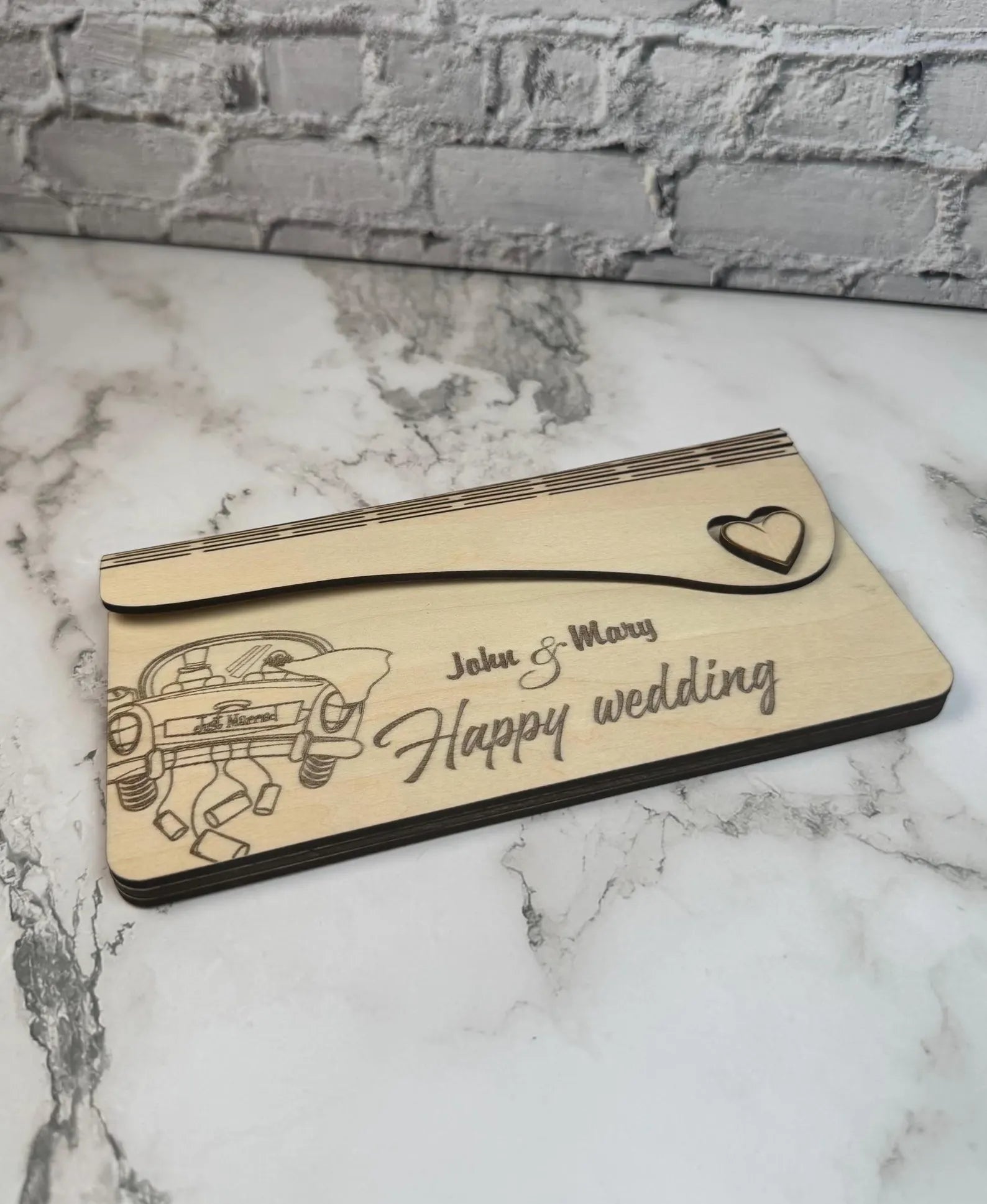 Personalized Wooden Money Envelope | Laser Engraved Gift Card Holder
