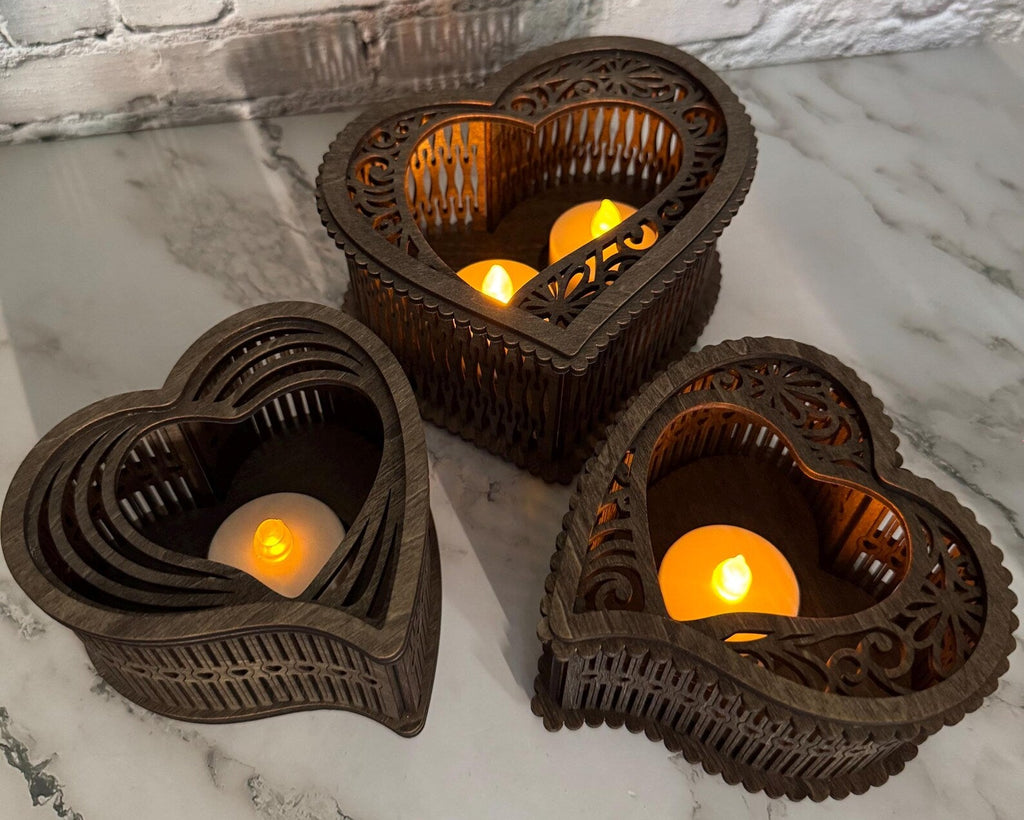 Set of 3 Heart Candle Holders