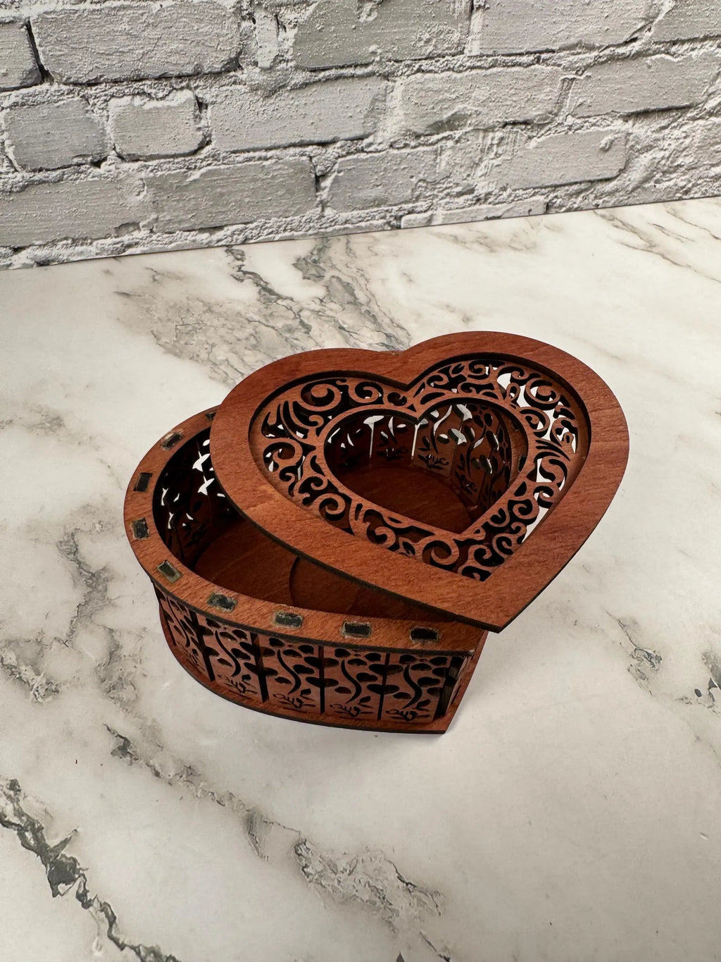 Heart Wooden Candle Holder with Flowers