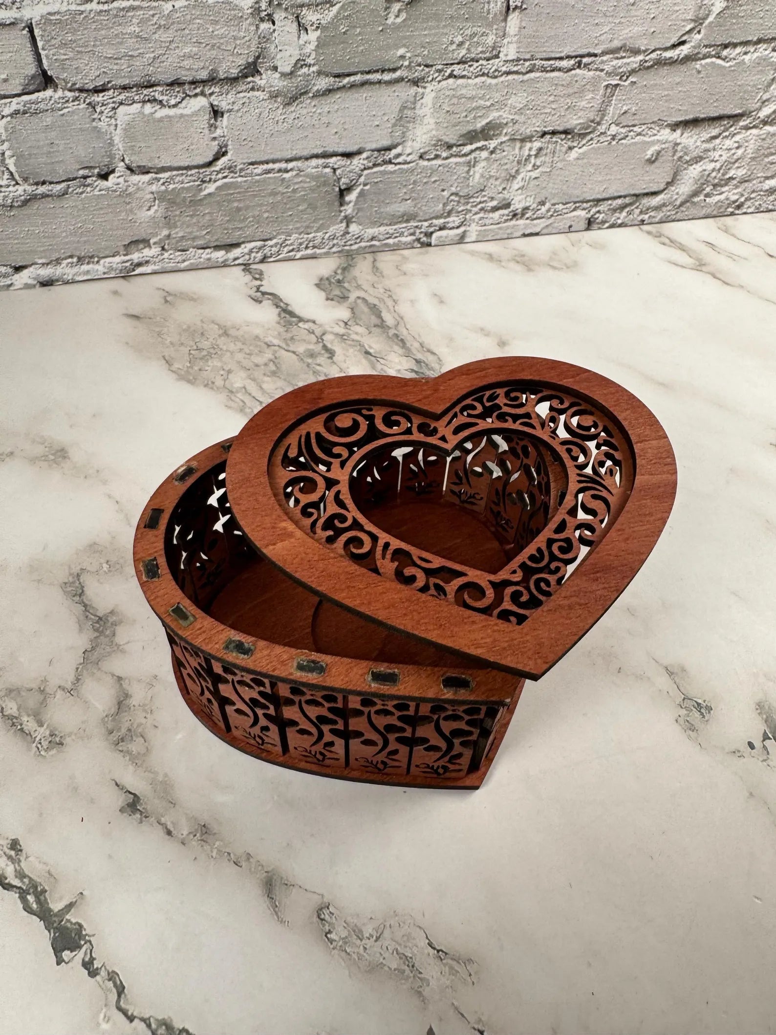 Heart Wooden Candle Holder with Flowers
