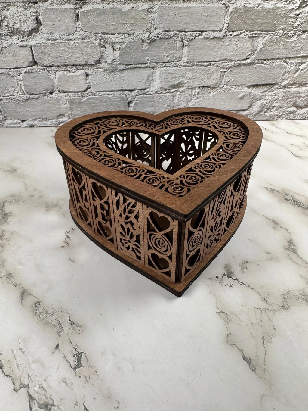 Laser Cut Wooden Heart Candle Holder