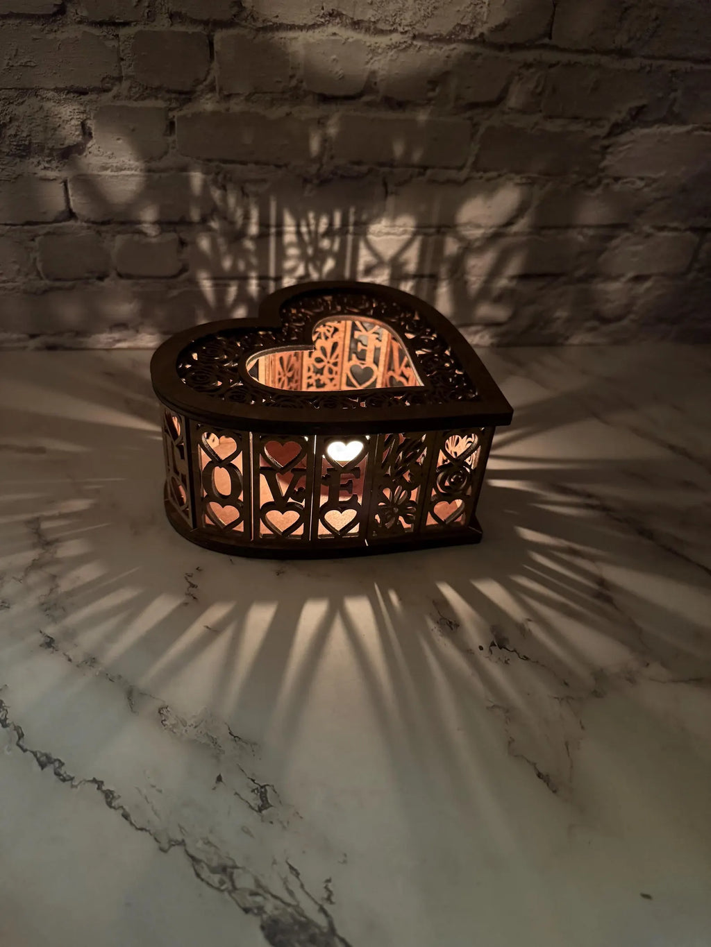 Heart Wooden Candle Holder Love