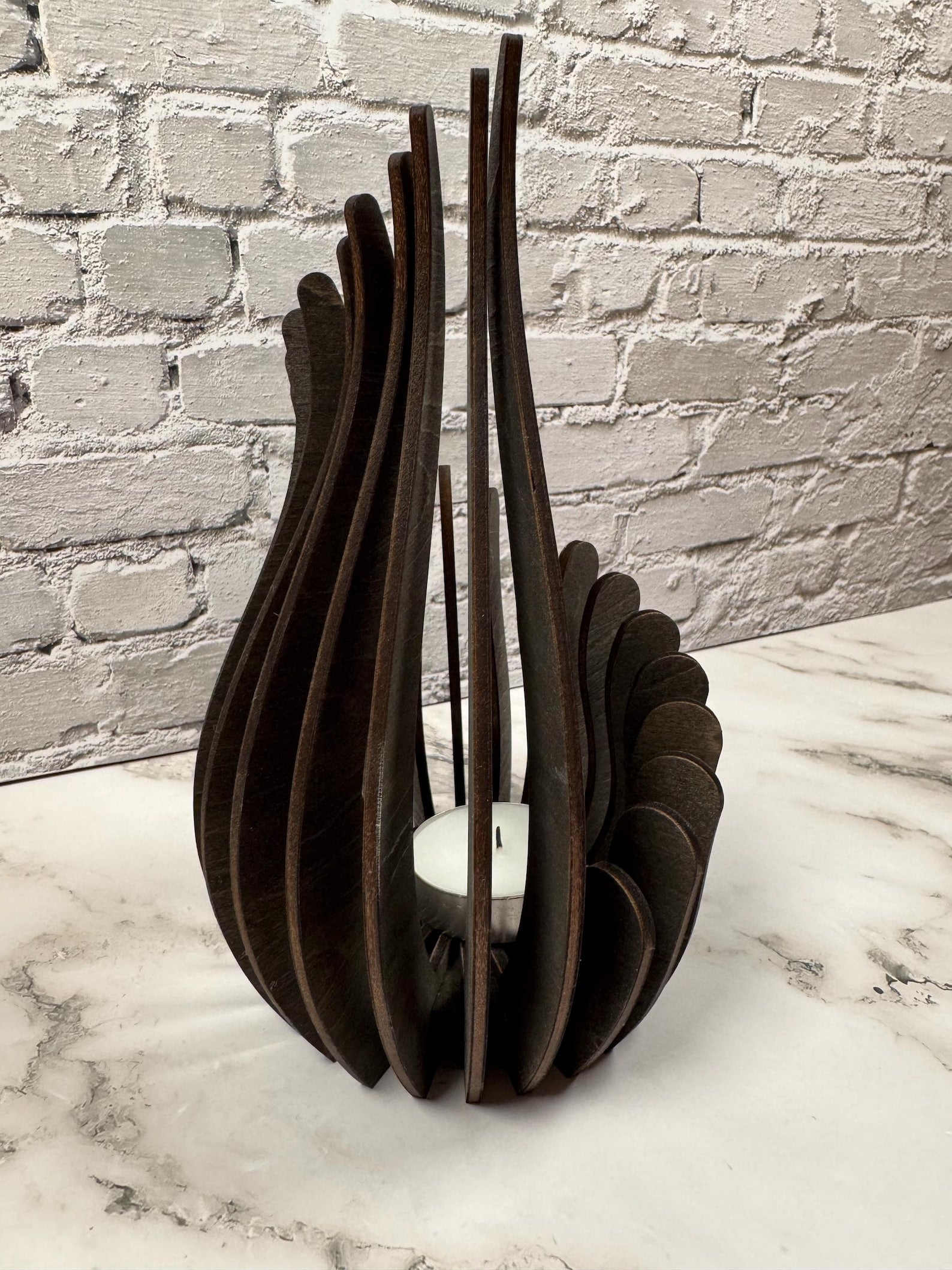 Sculptural Wooden Candle Holder