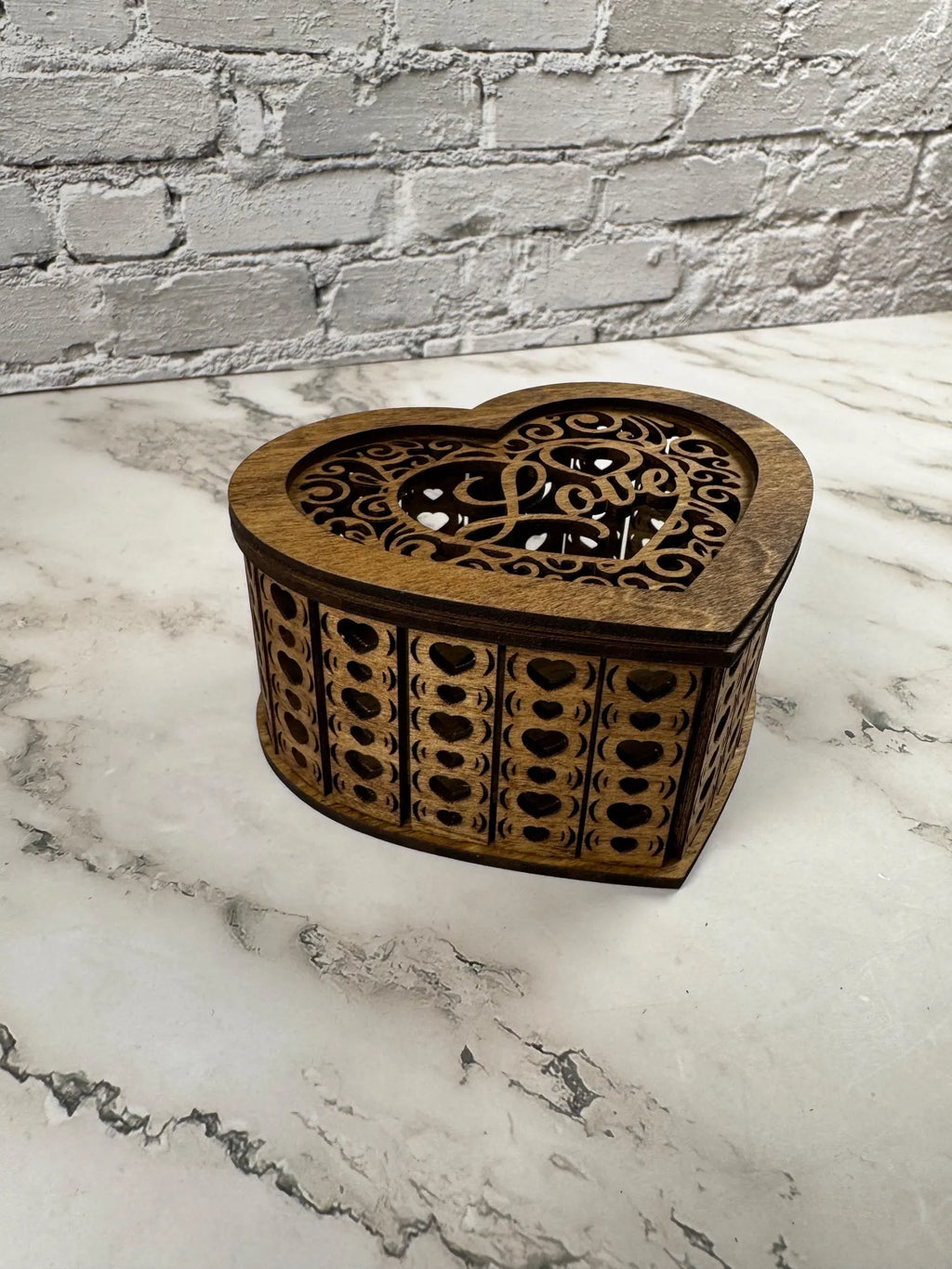 LOVE Wooden Candle Holder with Lid