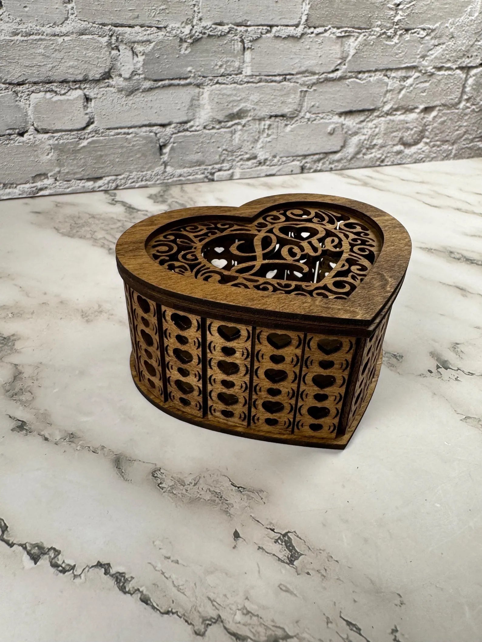 LOVE Wooden Candle Holder with Lid