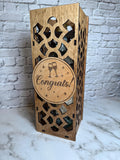 Laser Cut Wooden Wine Gift Box – “Congrats!” Engraved