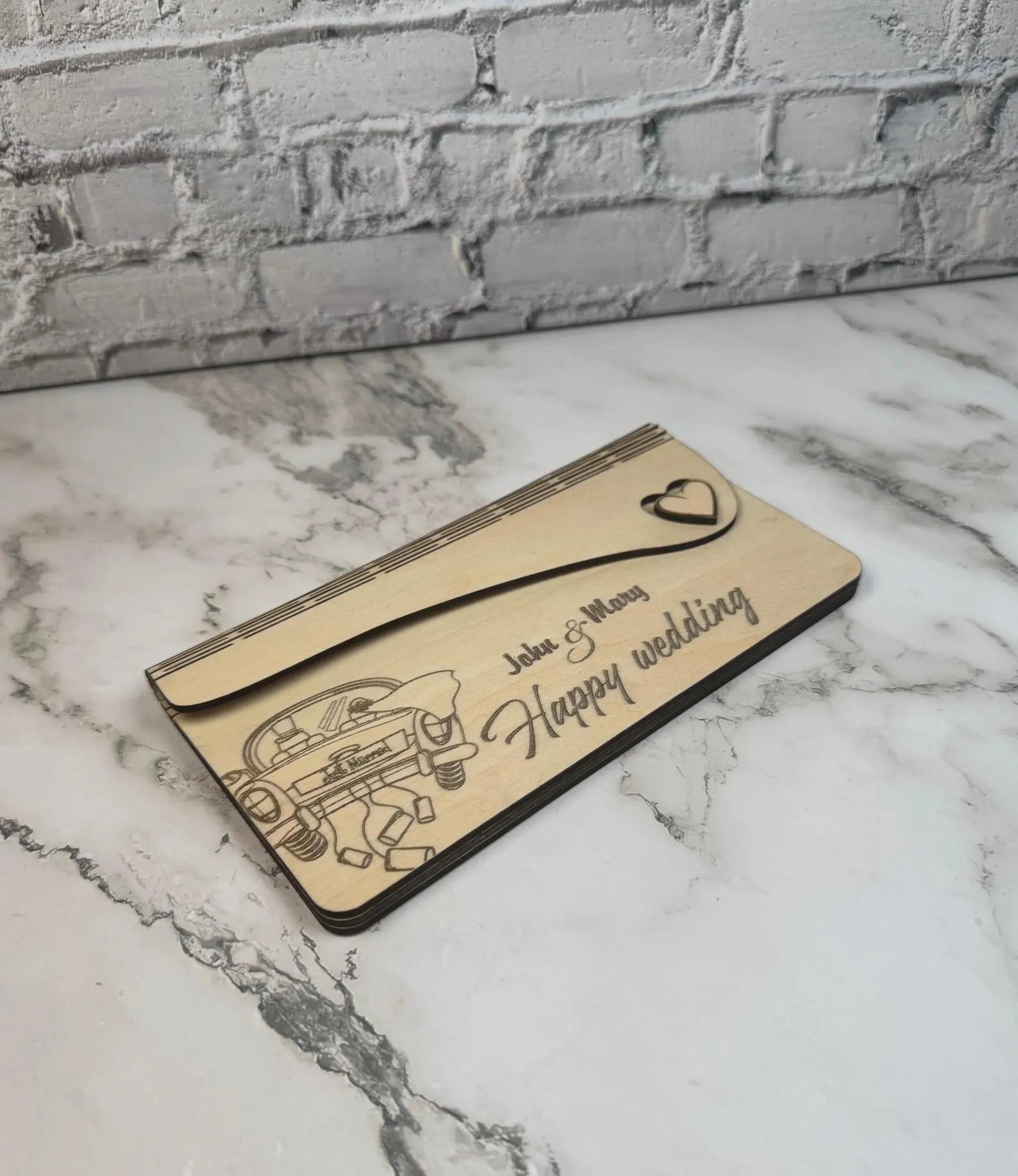 Personalized Wooden Money Envelope | Laser Engraved Gift Card Holder