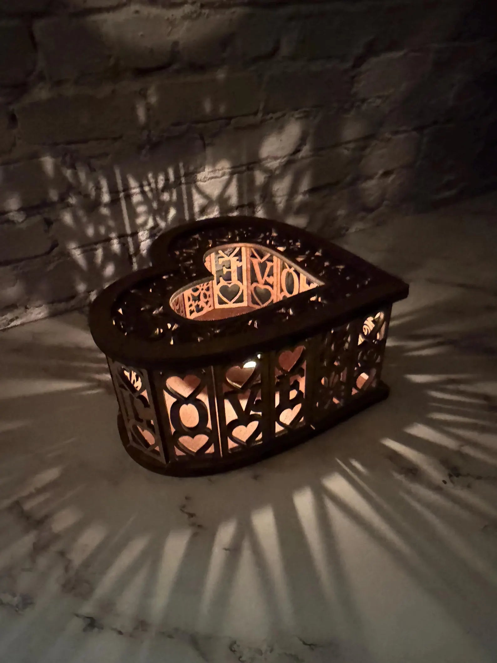 Heart Wooden Candle Holder Love