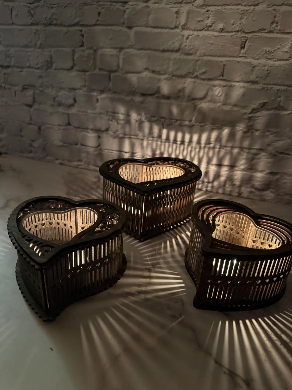 Set of 3 Heart Candle Holders