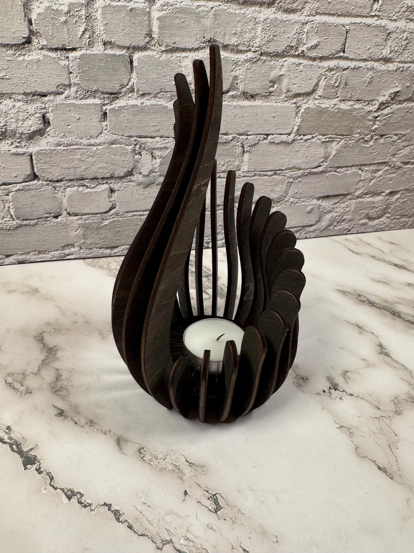 Sculptural Wooden Candle Holder
