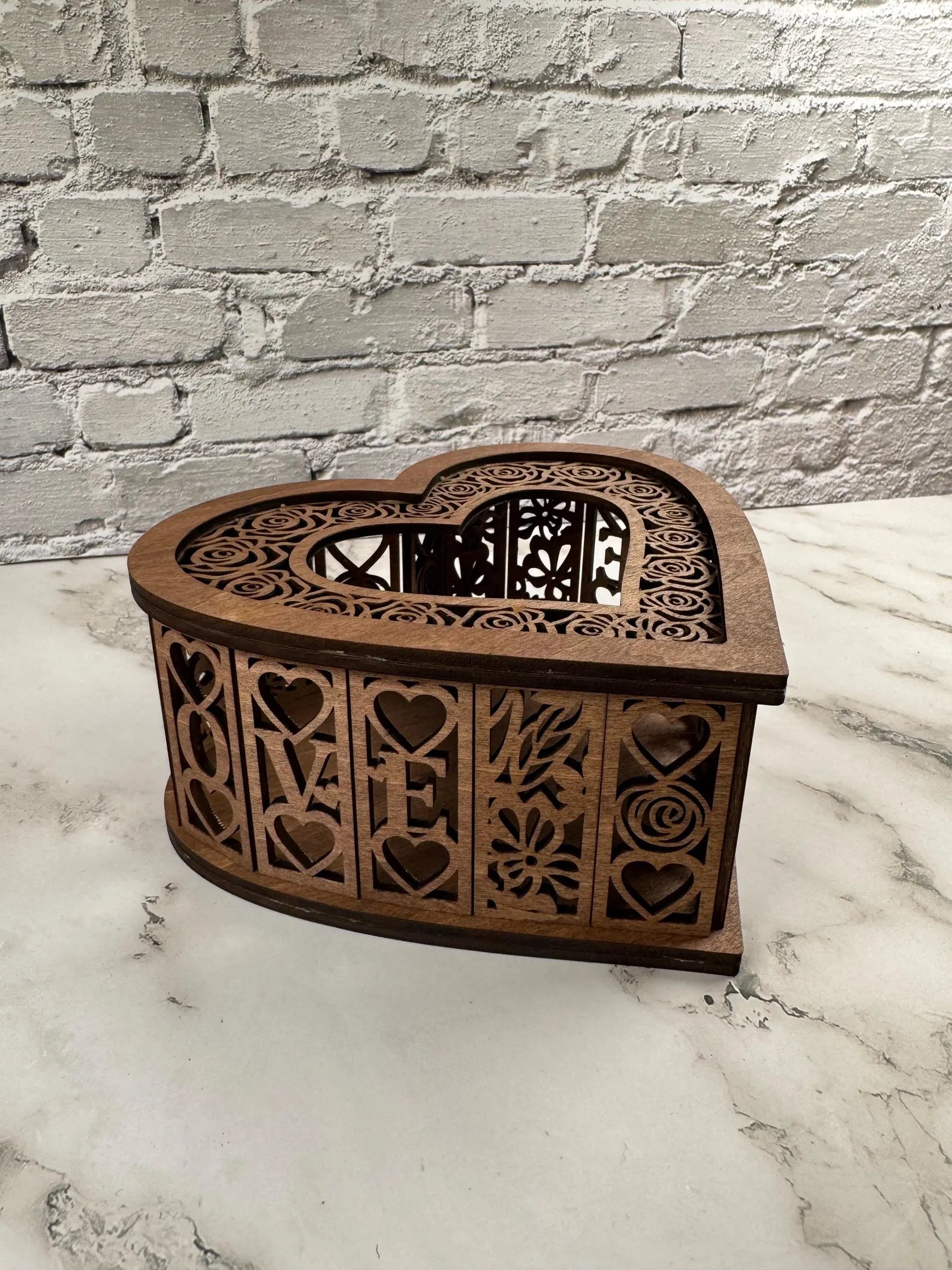 Laser Cut Wooden Heart Candle Holder