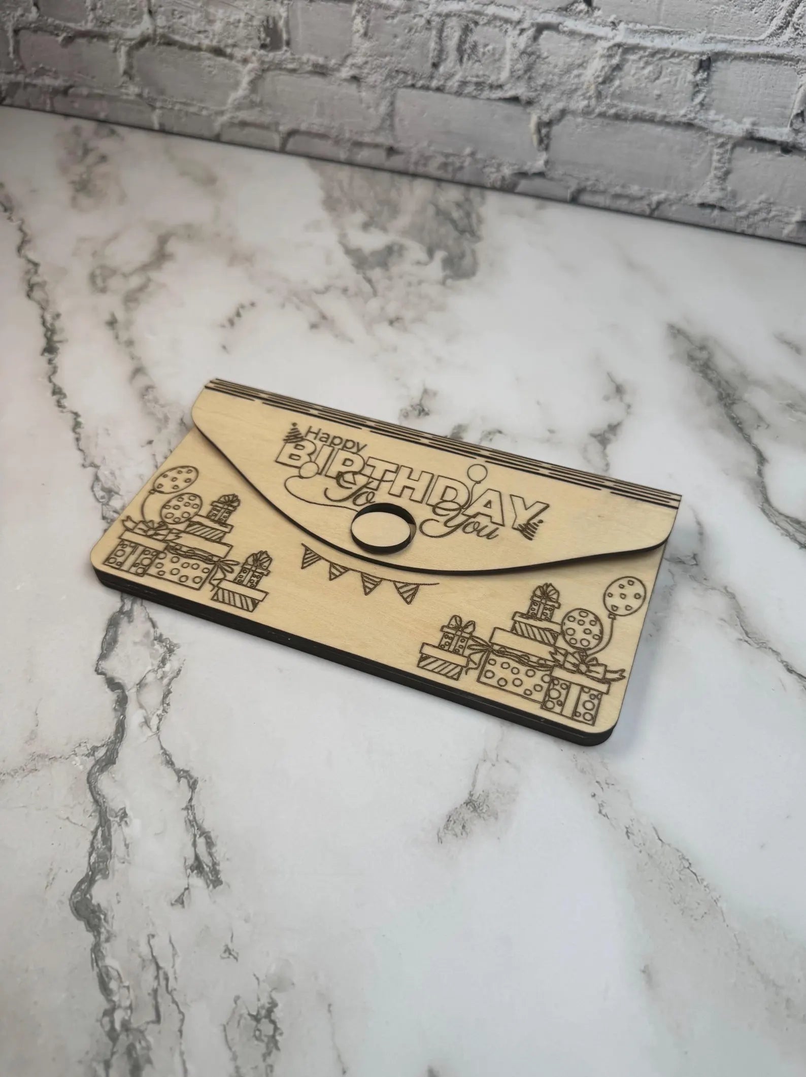 Personalized Laser Engraved Wooden Birthday Money Envelope