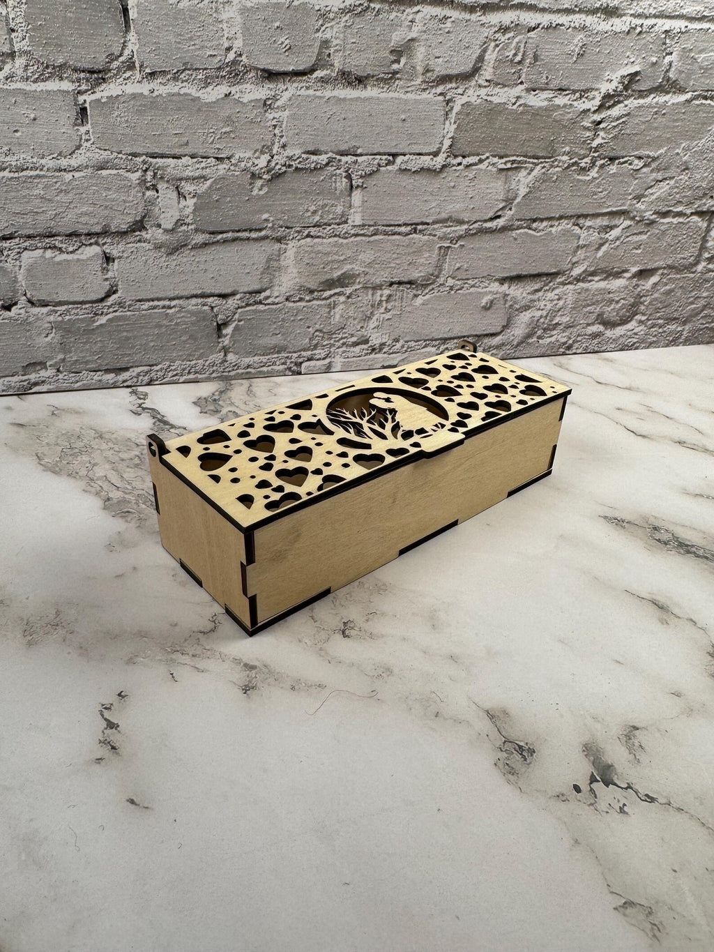 Wooden Candy Box with Hearts | Gift Box for Chocolates