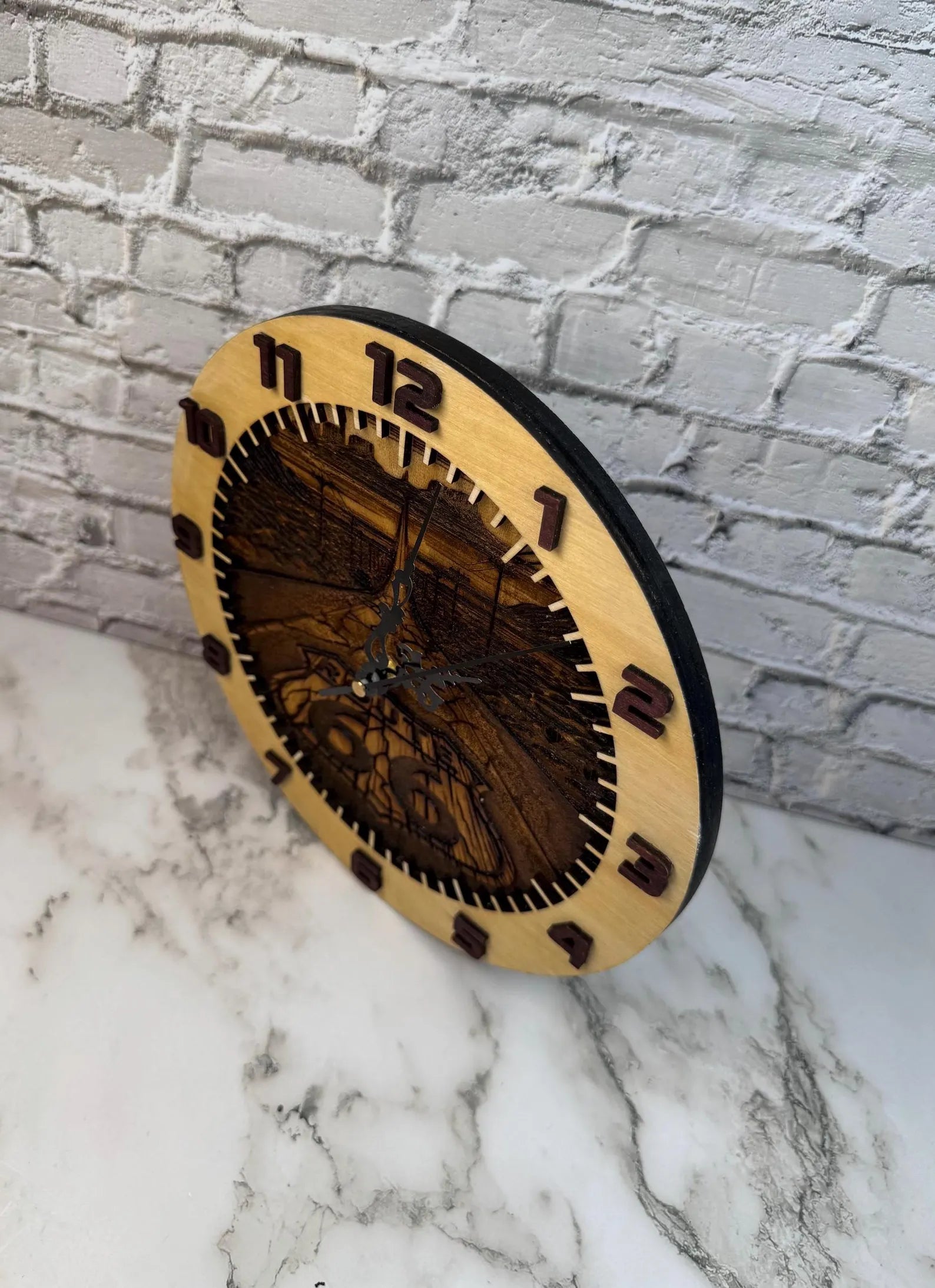 Laser Engraved Wooden Route 66 Clock