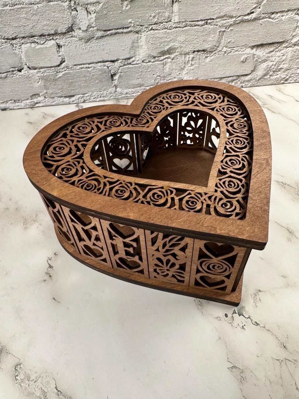 Laser Cut Wooden Heart Candle Holder