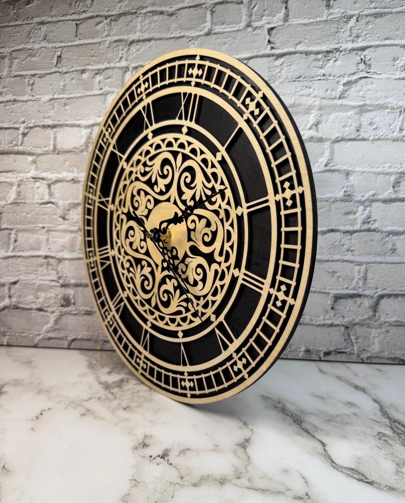 Laser Cut Wood Wall Clock | Vintage Design