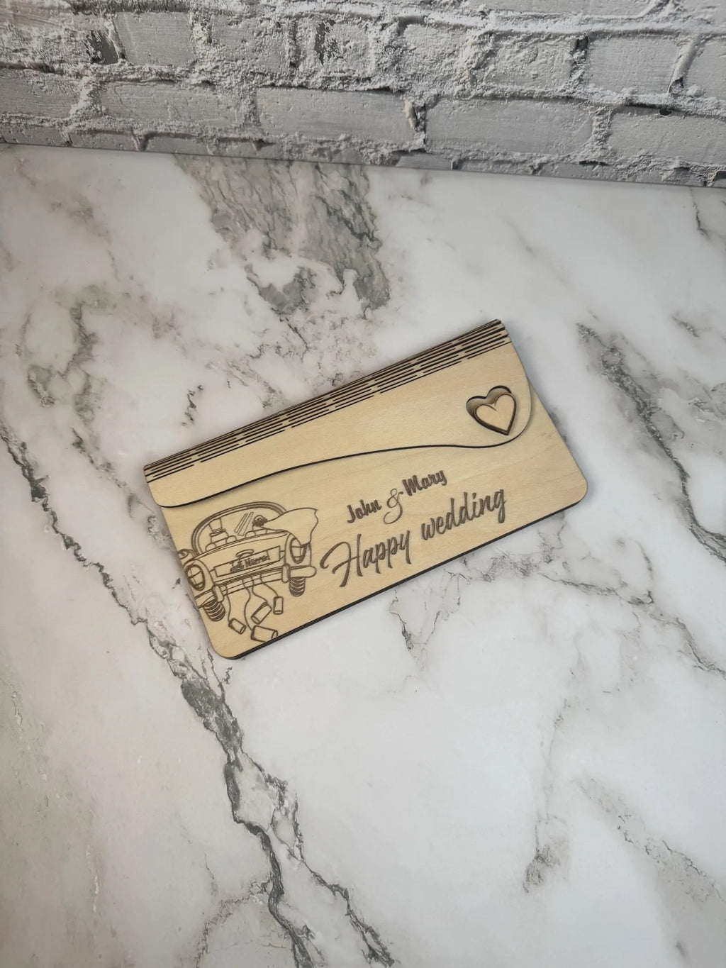 Personalized Wooden Money Envelope | Laser Engraved Gift Card Holder