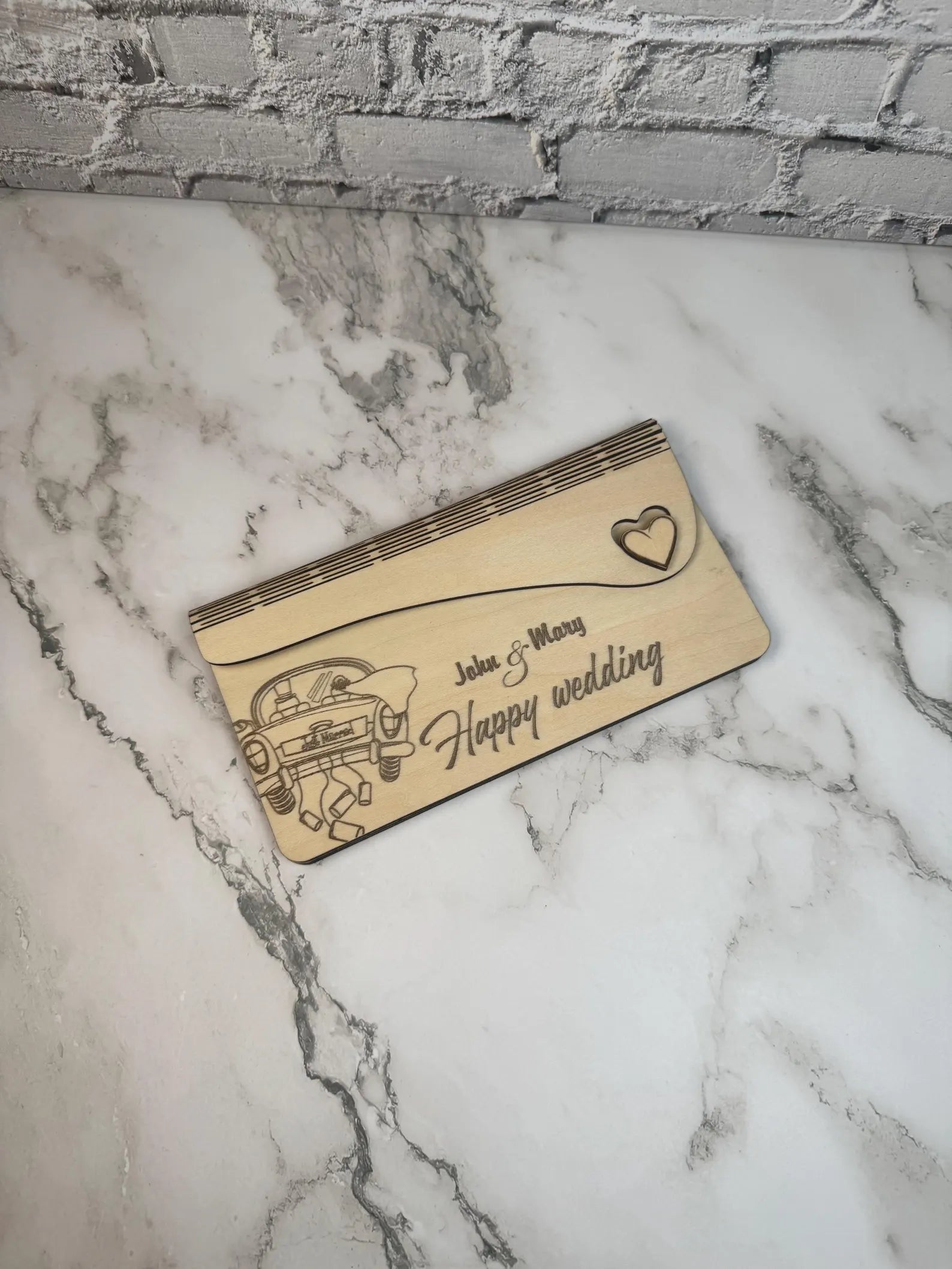Personalized Wooden Money Envelope | Laser Engraved Gift Card Holder