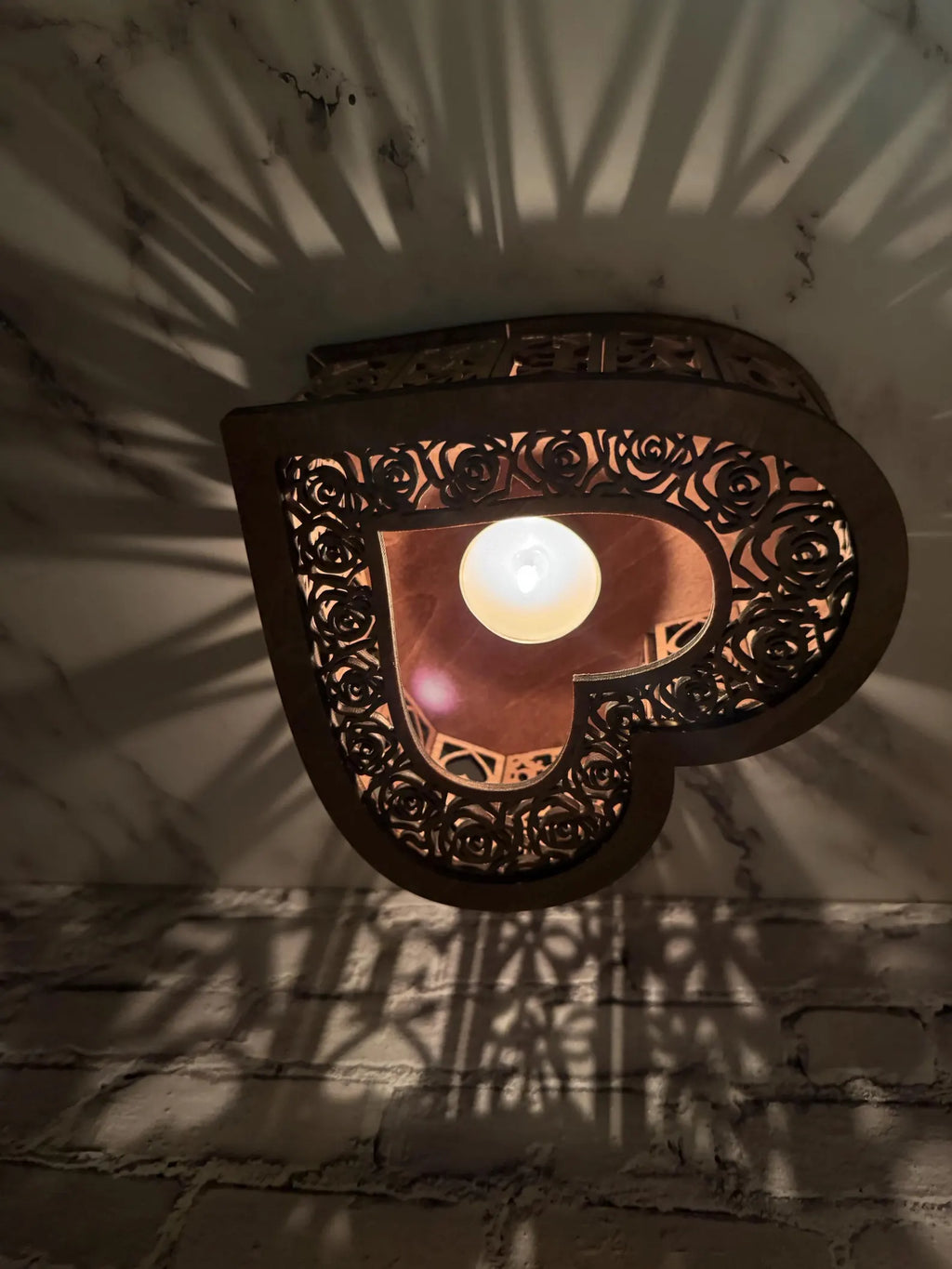 Heart Wooden Candle Holder Love