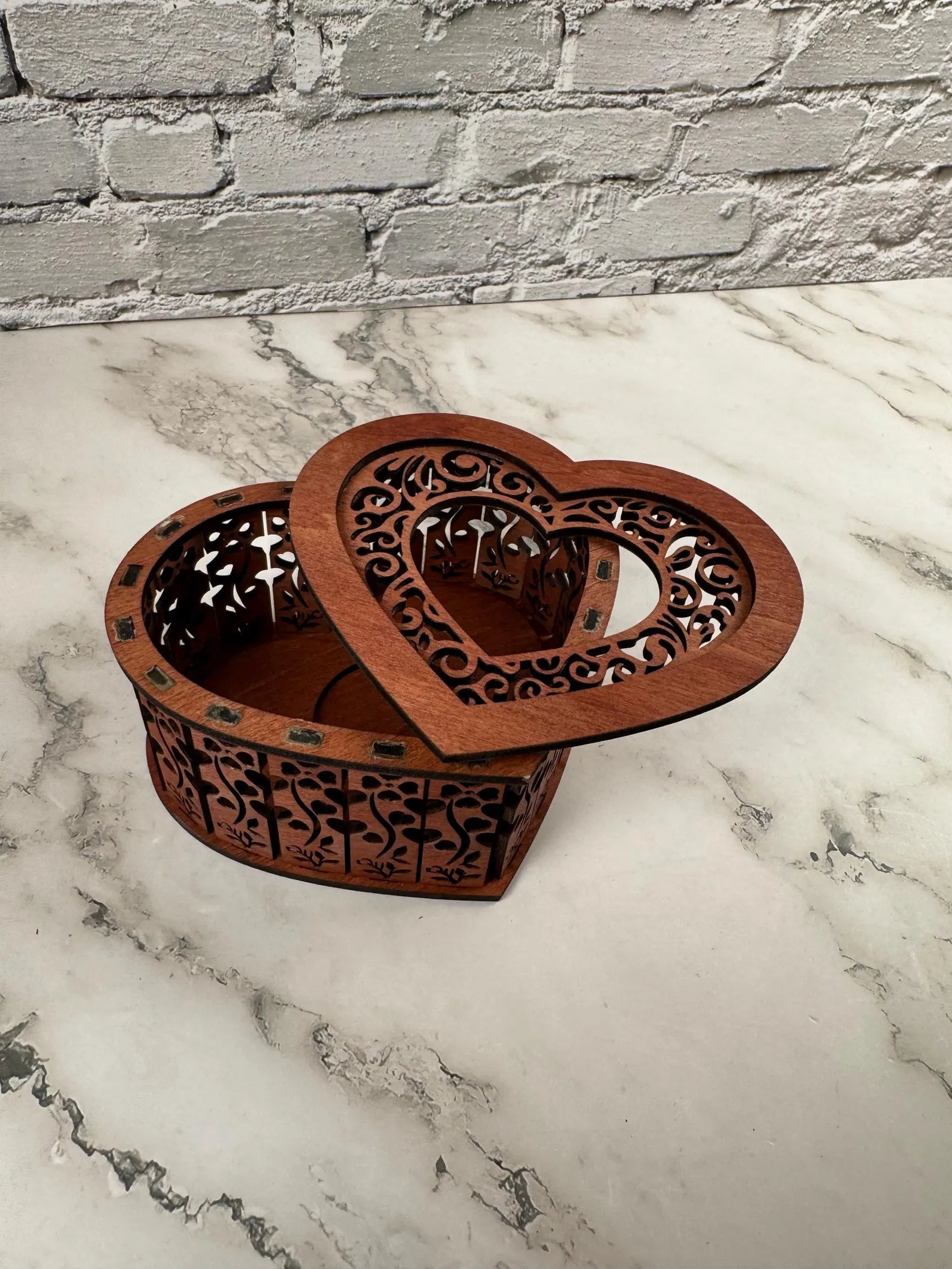 Heart Wooden Candle Holder with Flowers