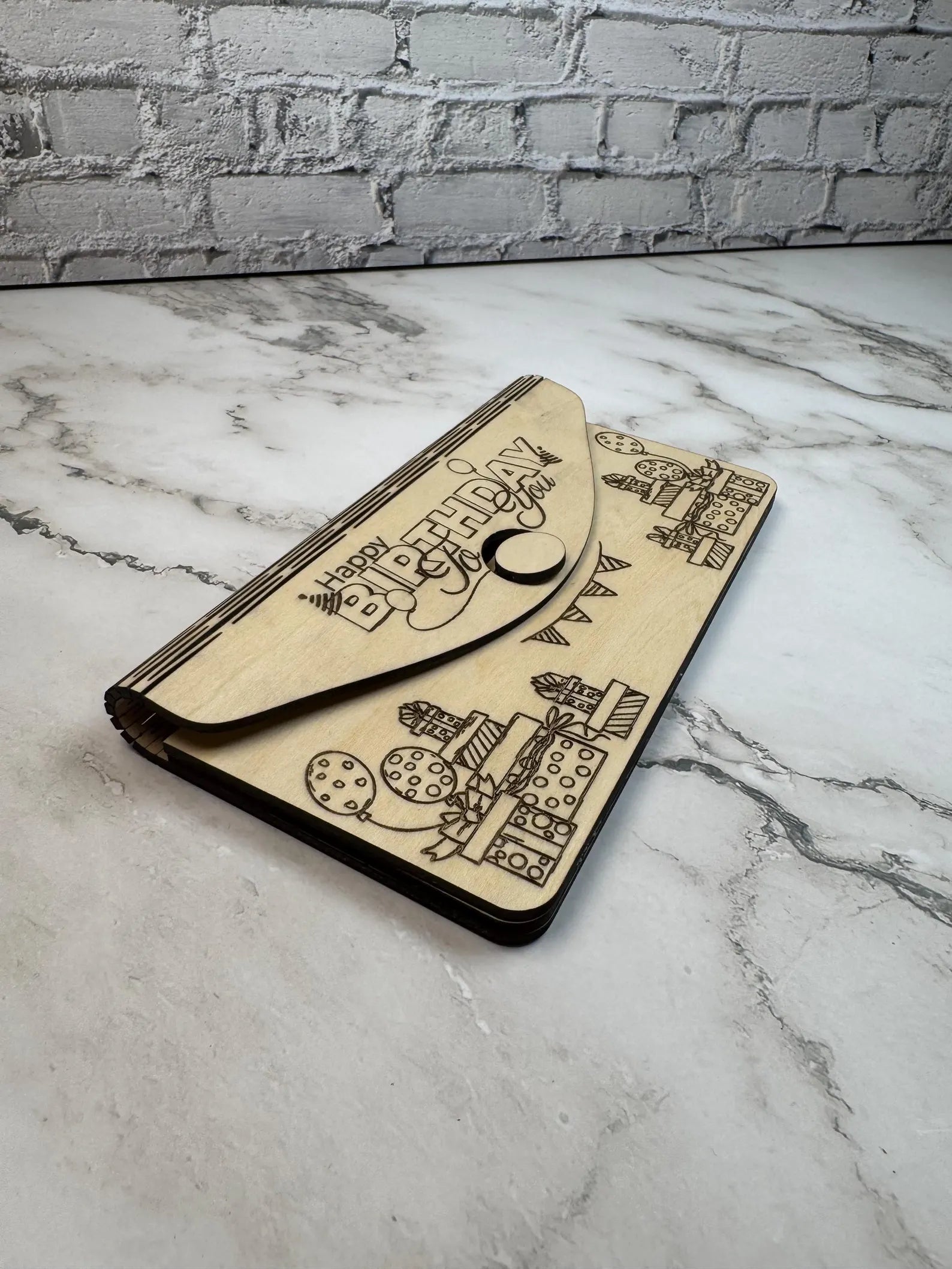 Personalized Laser Engraved Wooden Birthday Money Envelope