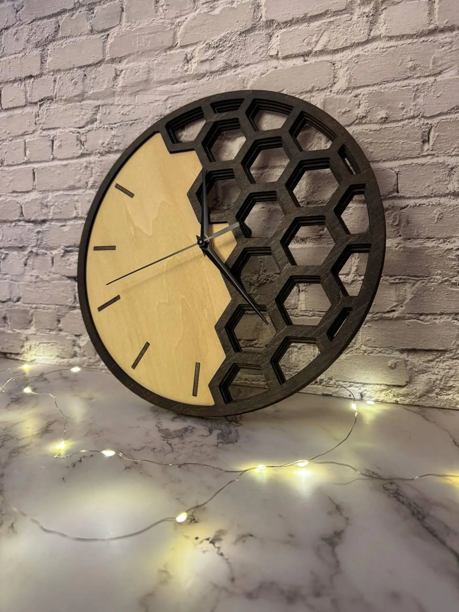 Honeycomb Wooden Clock