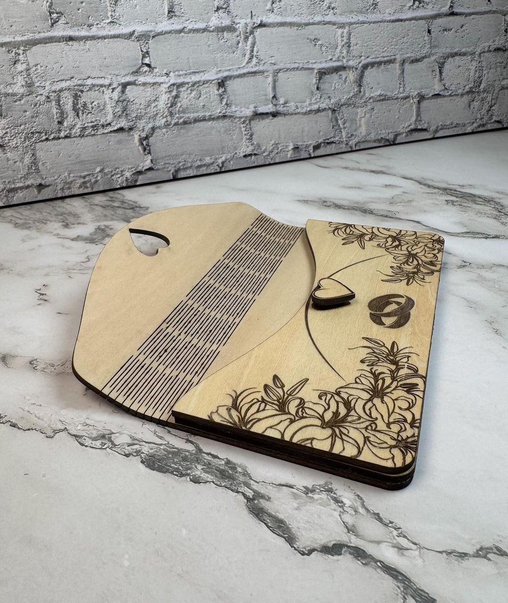 Personalized Wooden Wedding Money Envelope | Laser Engraved Gift Card Holder