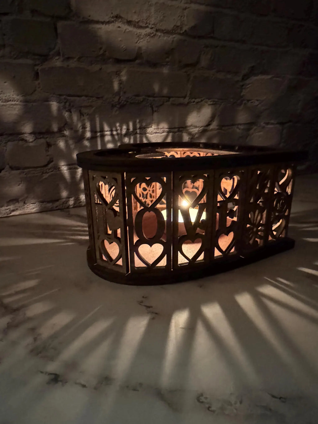 Heart Wooden Candle Holder Love