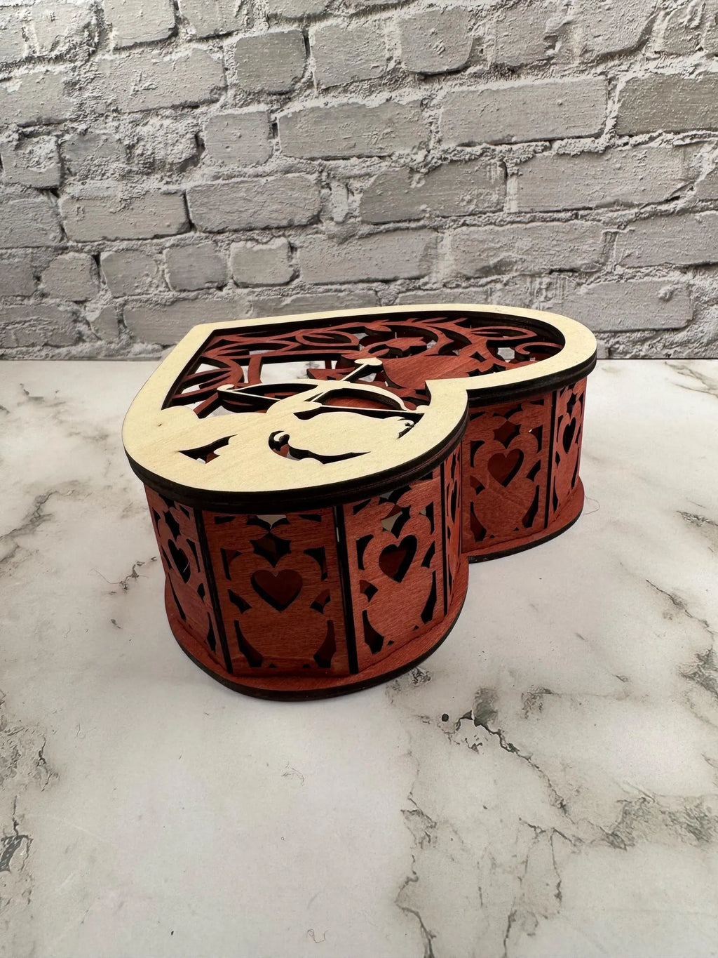 Heart Candle Holder with Cupid