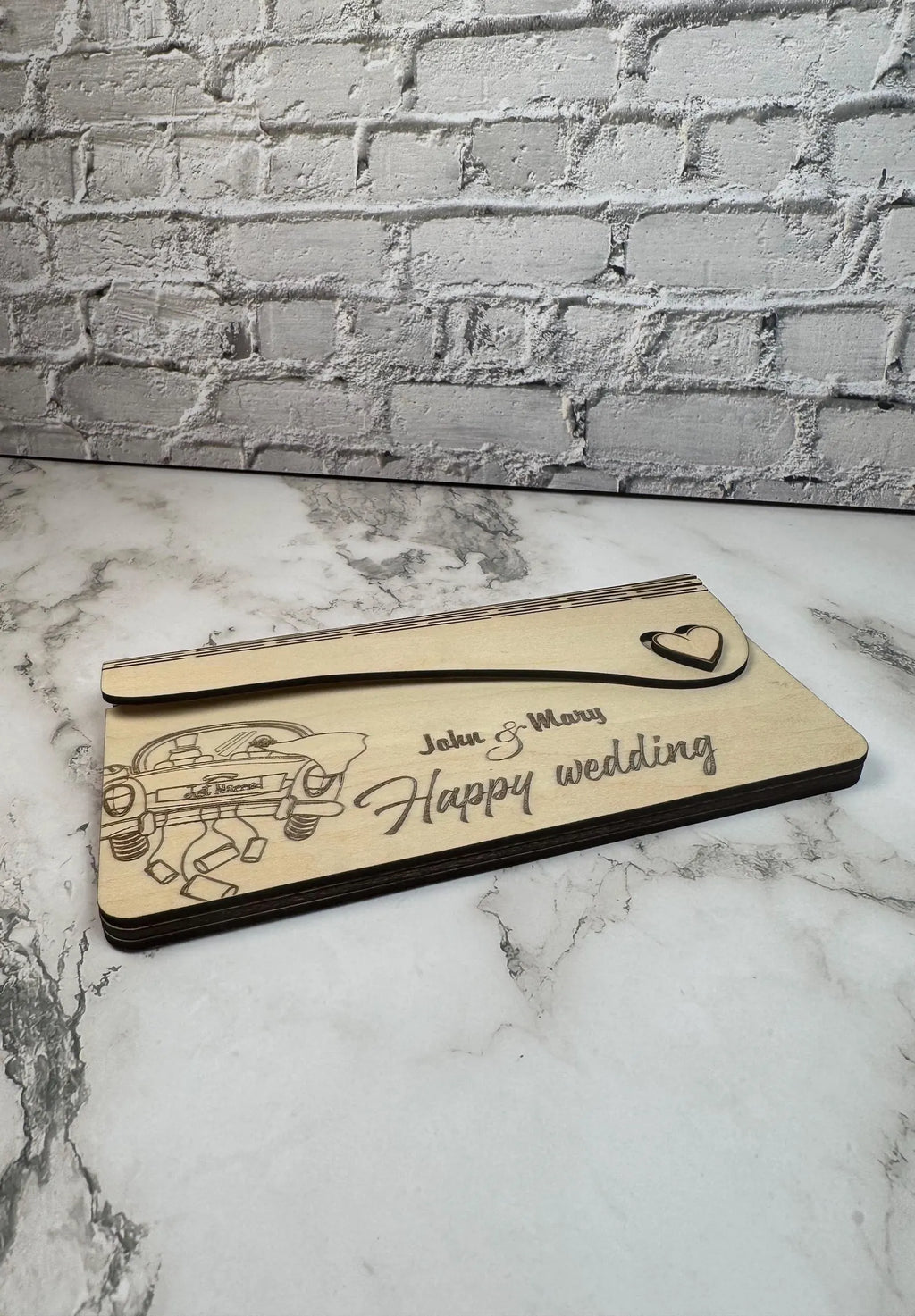 Personalized Wooden Money Envelope | Laser Engraved Gift Card Holder