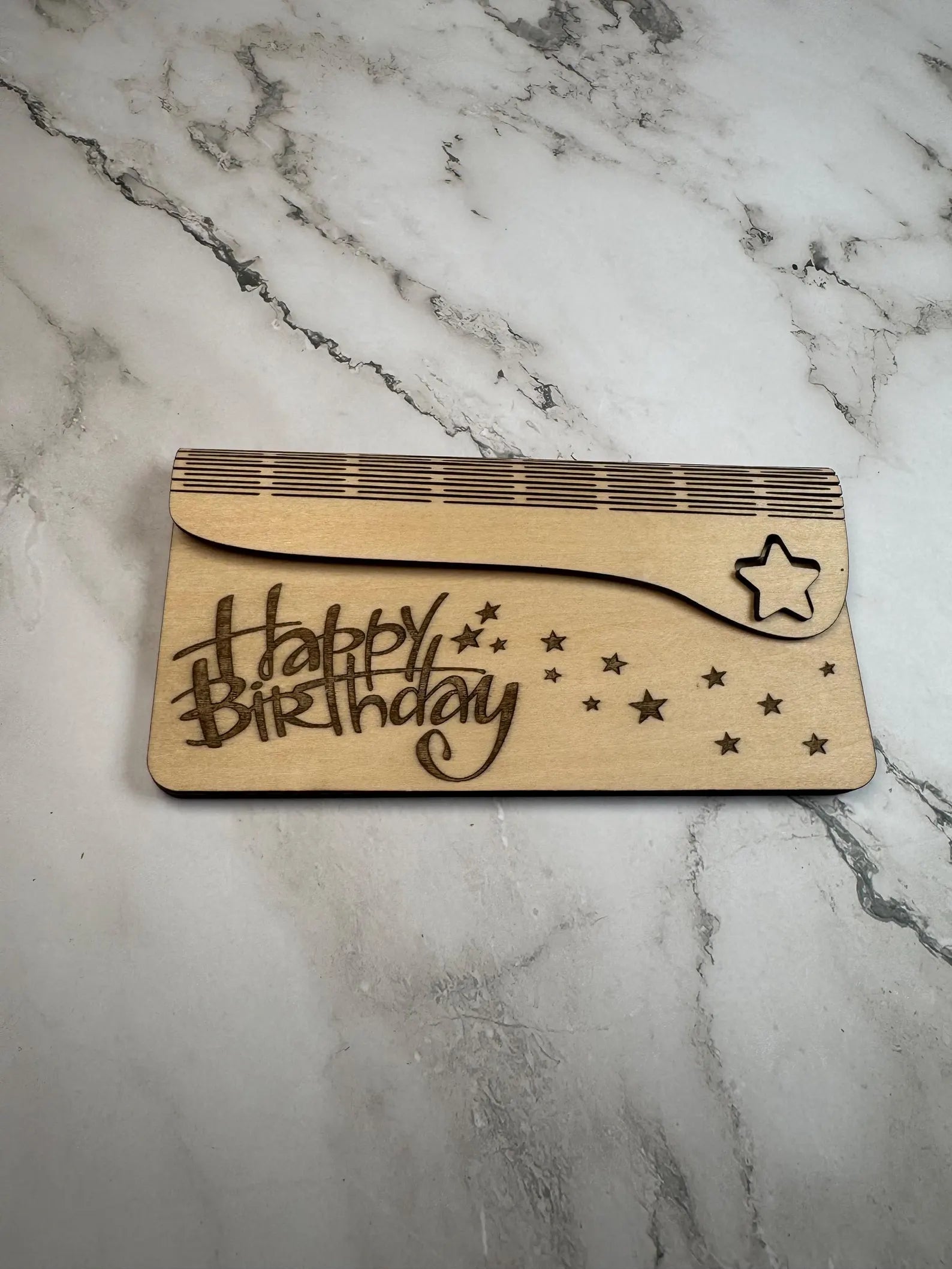 Engraved Birch Wood Birthday Money Envelope | Personalized Gift Card Holder