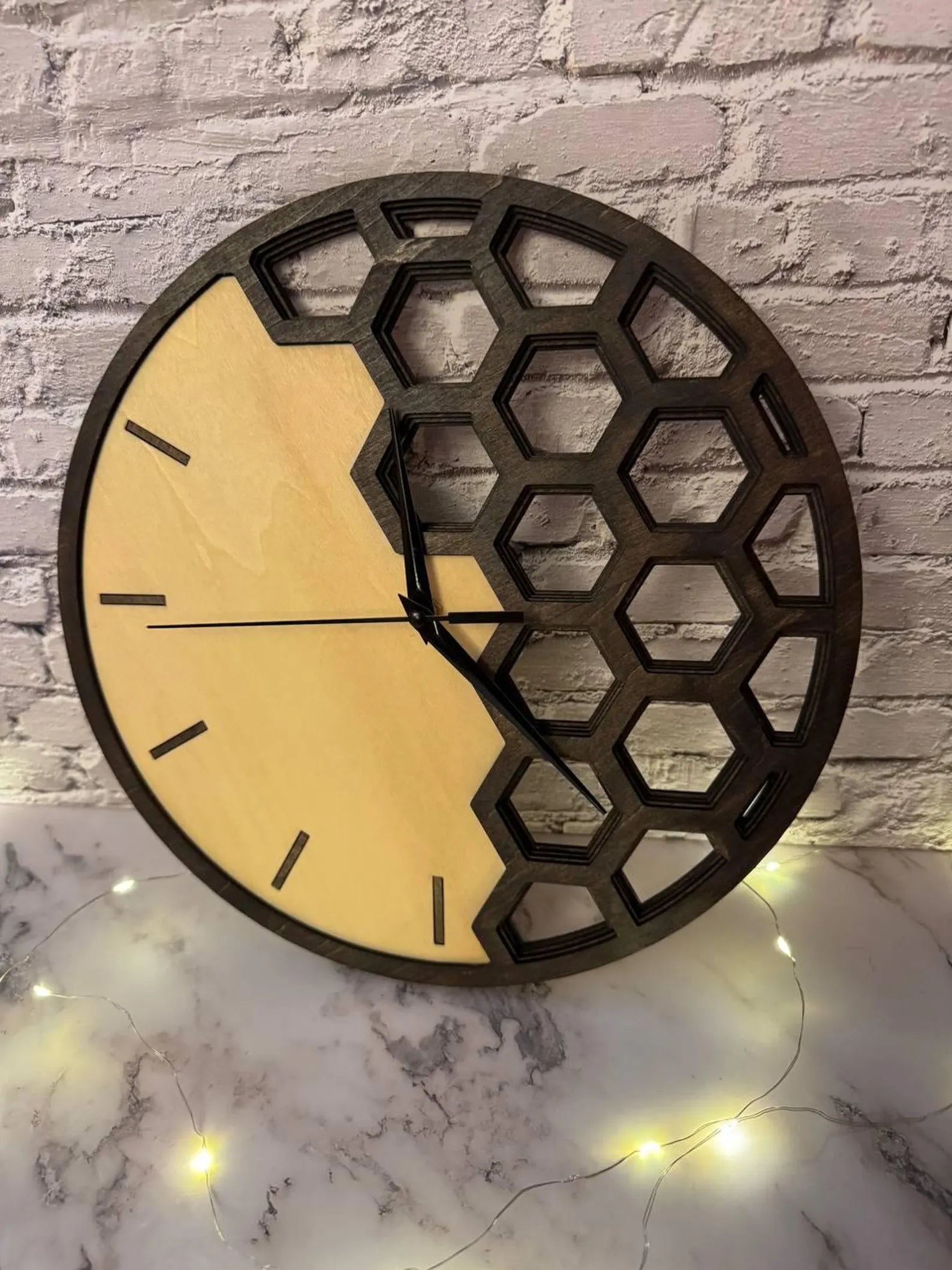 Honeycomb Wooden Clock
