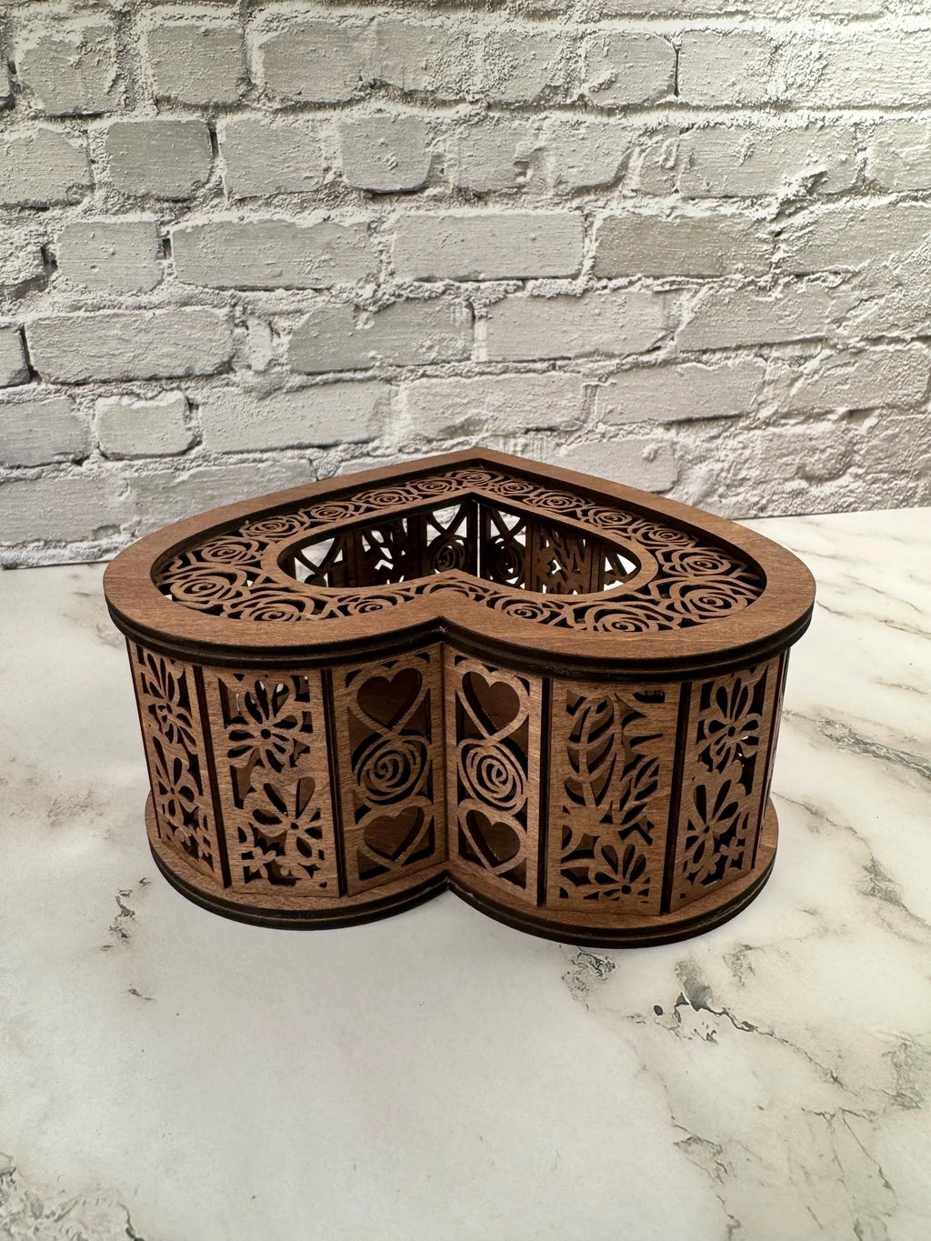 Laser Cut Wooden Heart Candle Holder