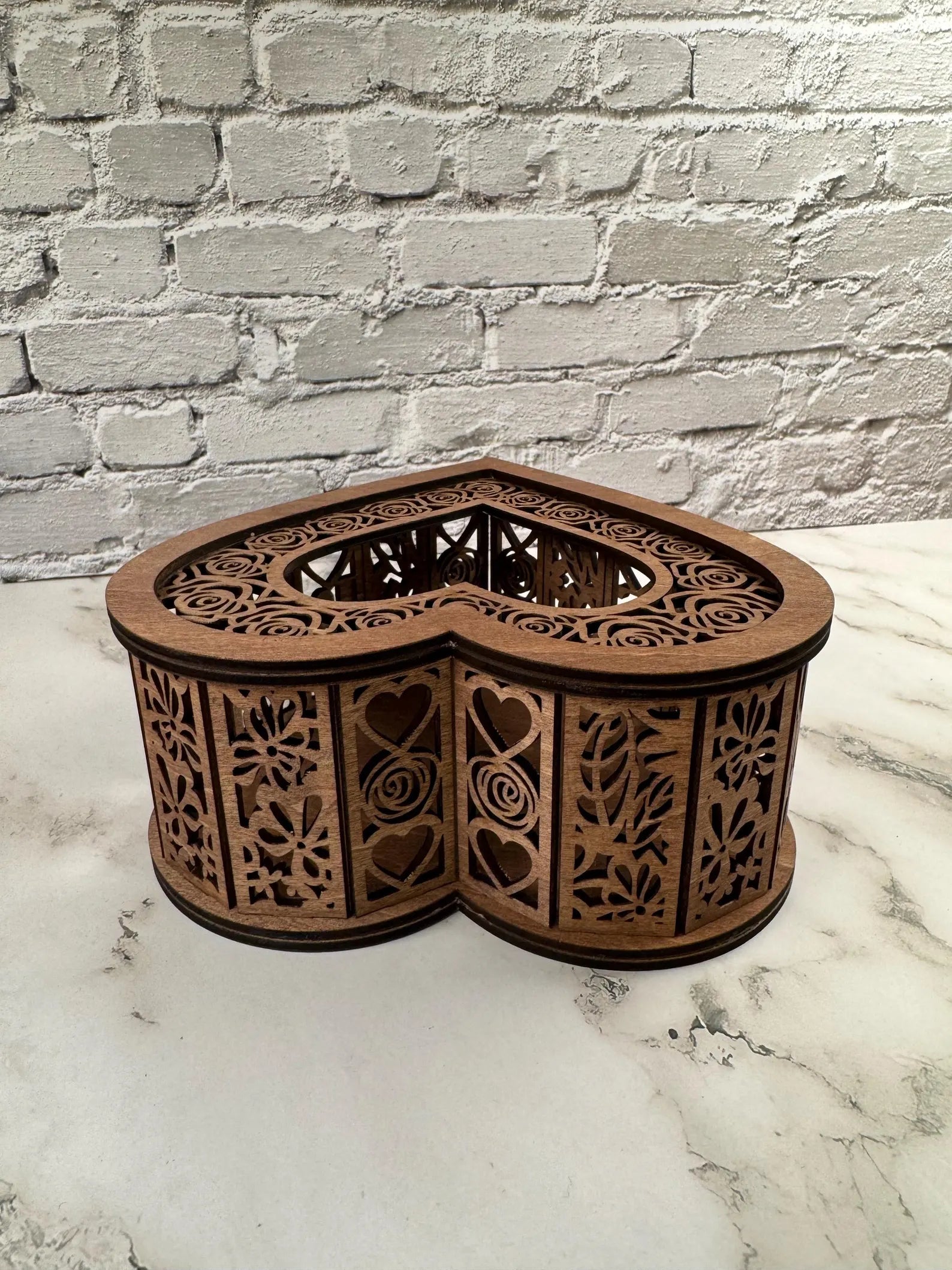 Laser Cut Wooden Heart Candle Holder