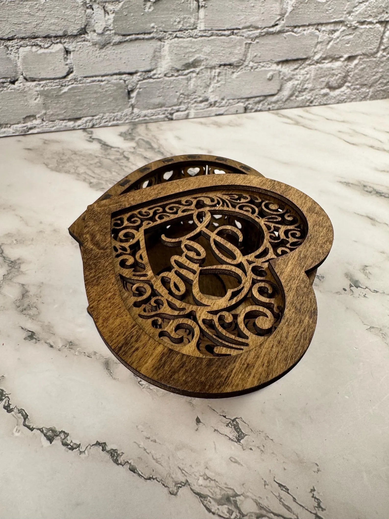 LOVE Wooden Candle Holder with Lid