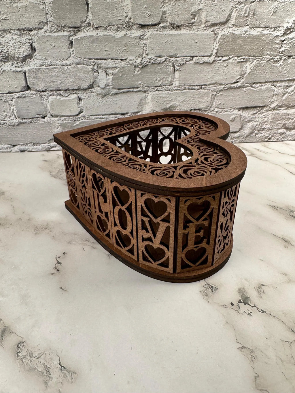 Laser Cut Wooden Heart Candle Holder