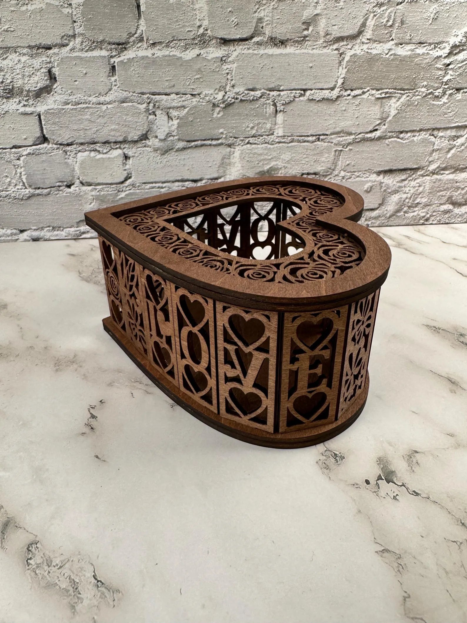 Laser Cut Wooden Heart Candle Holder