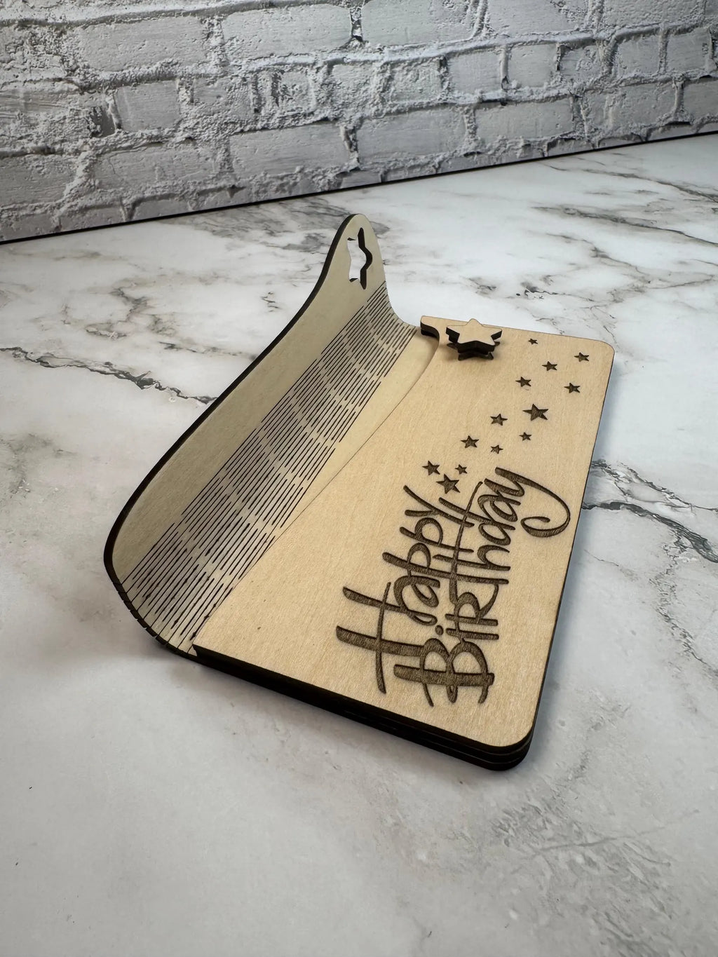 Engraved Birch Wood Birthday Money Envelope | Personalized Gift Card Holder