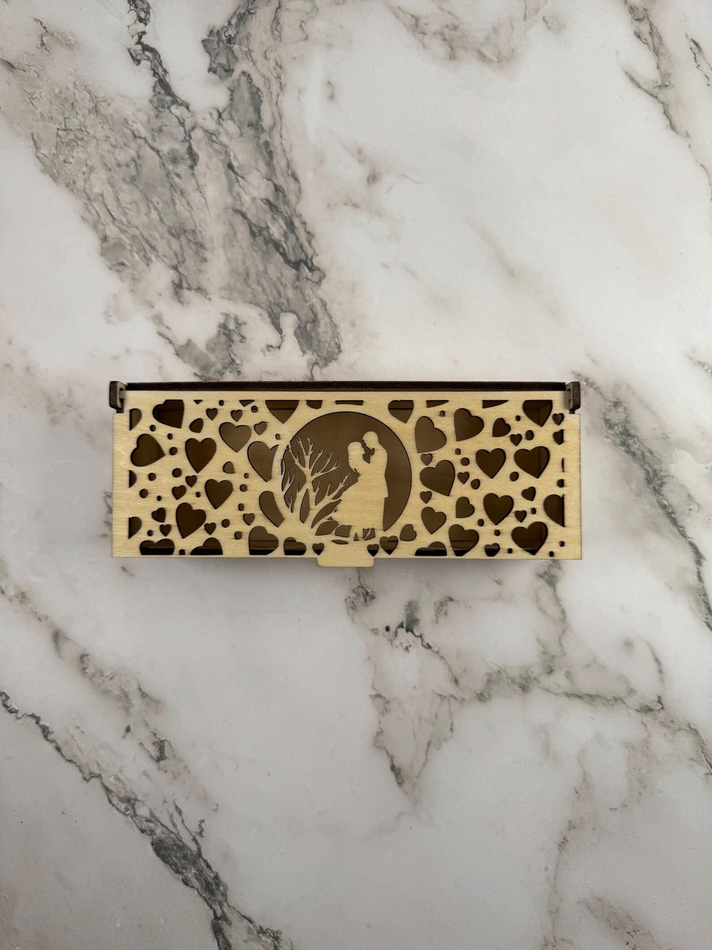 Wooden Candy Box with Hearts | Gift Box for Chocolates