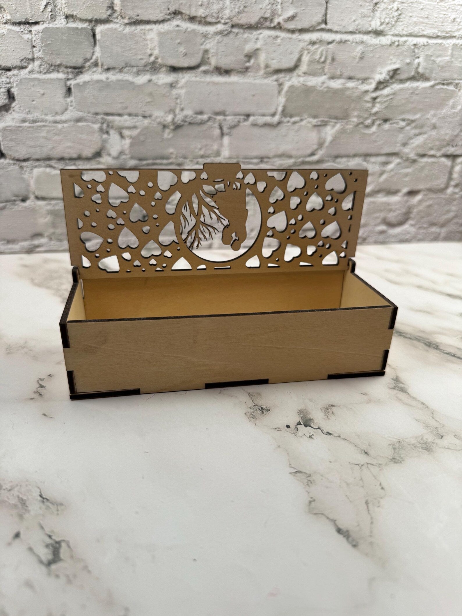 Wooden Candy Box with Hearts | Gift Box for Chocolates