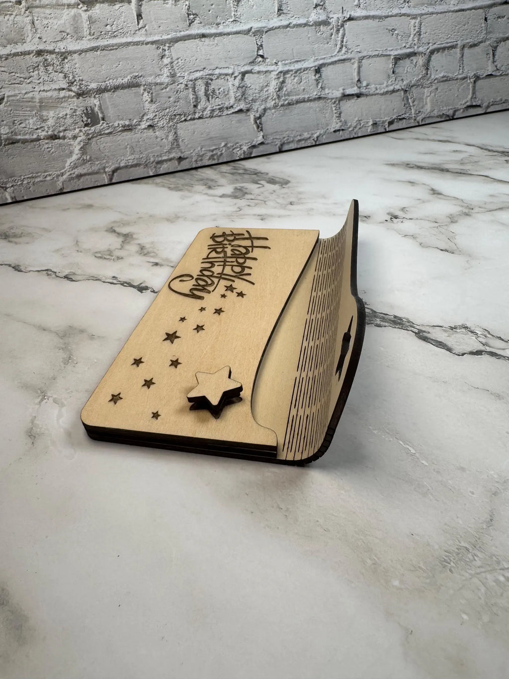 Engraved Birch Wood Birthday Money Envelope | Personalized Gift Card Holder