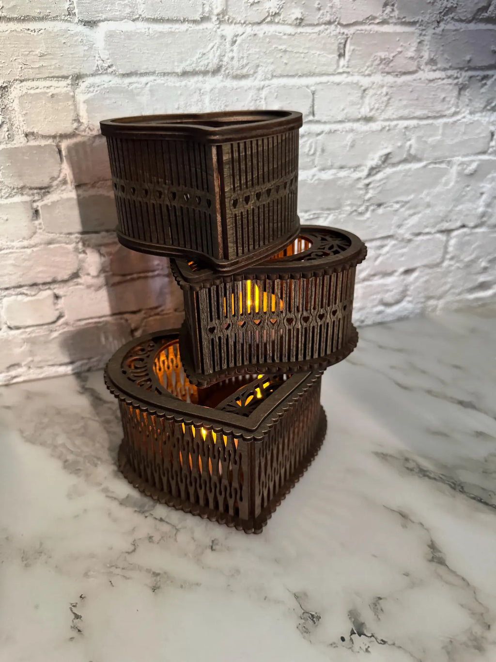 Set of 3 Heart Candle Holders